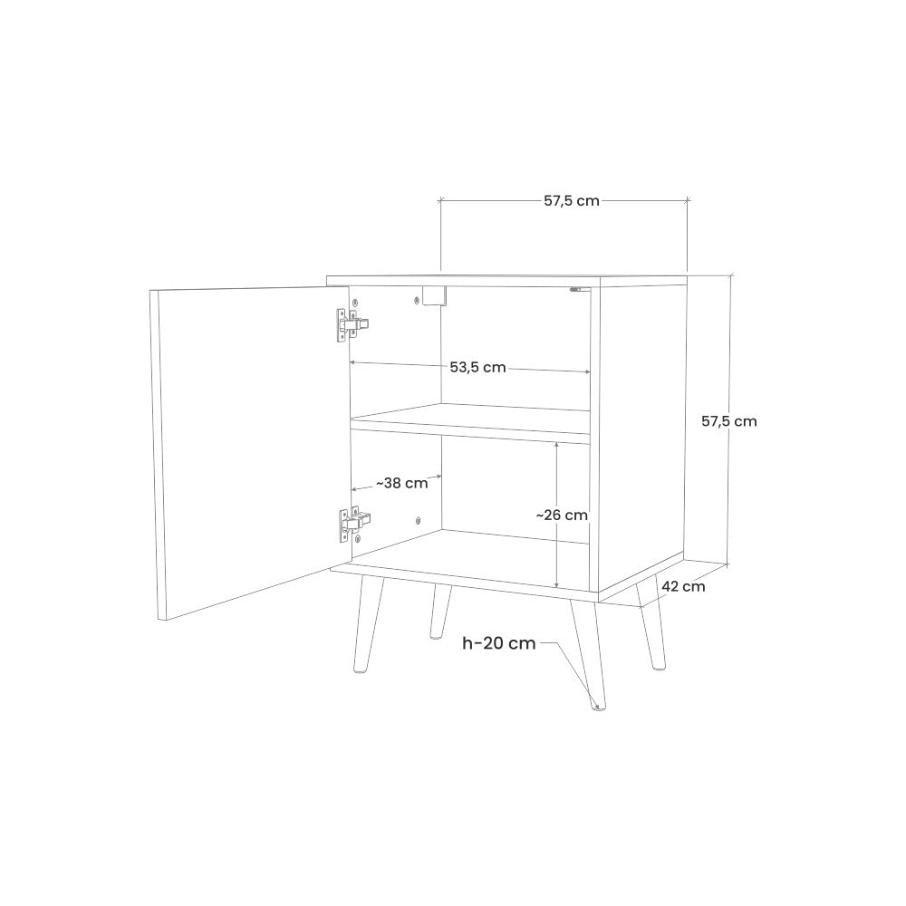 SHARP EDGES Komoda 1-drzwiowa korpus Szary