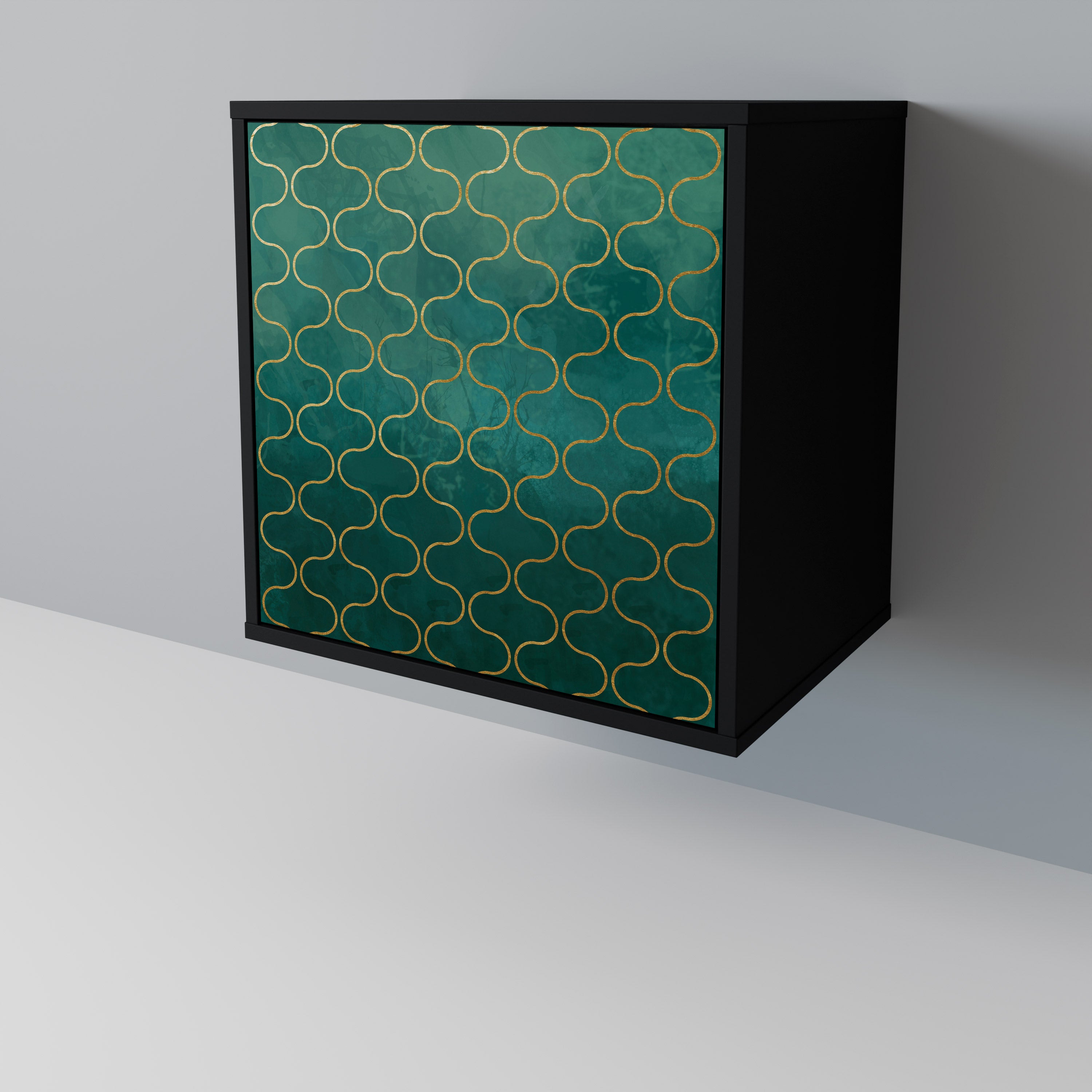 TESSELATED GREENERY Komoda 1-drzwiowa korpus Czarny