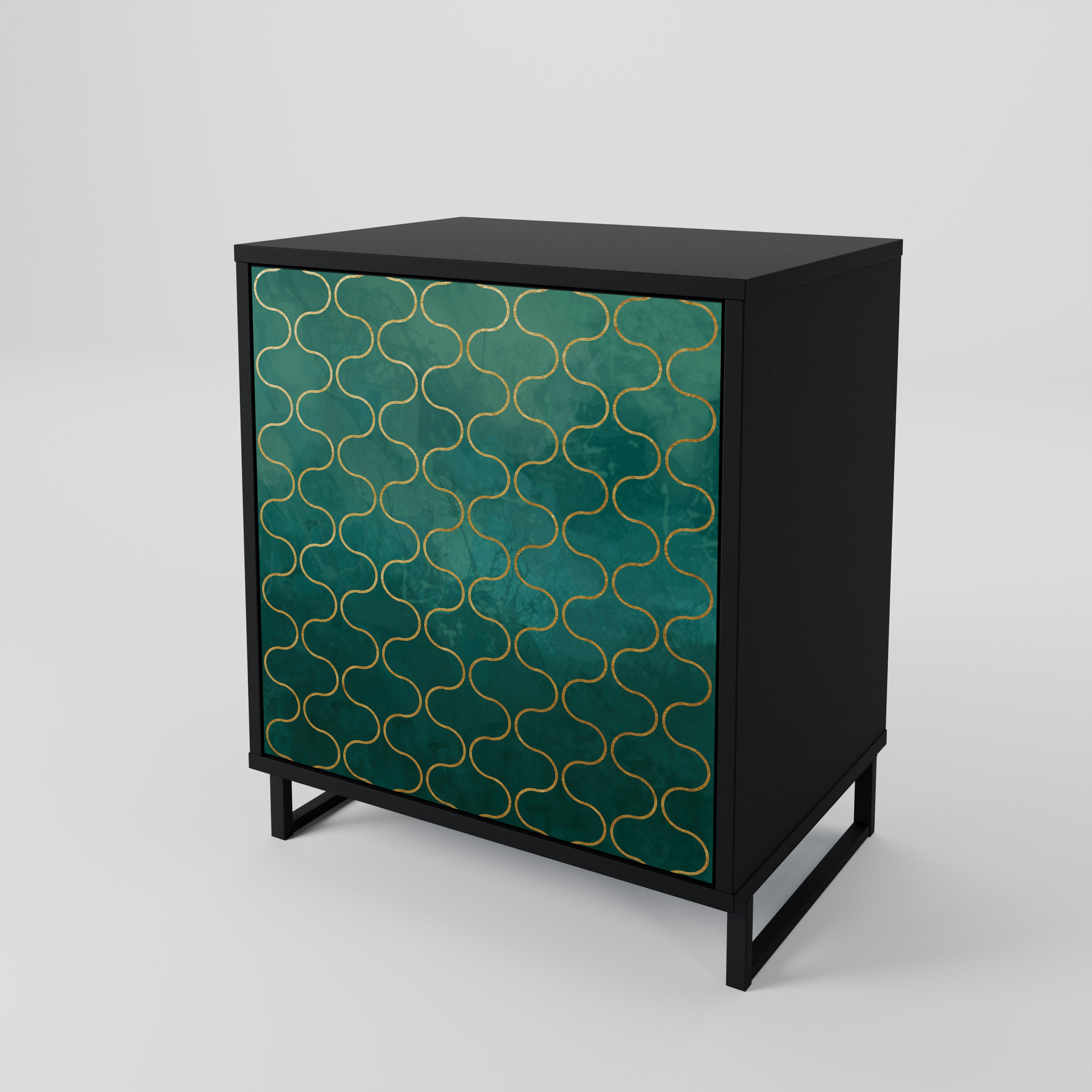TESSELATED GREENERY Komoda 1-drzwiowa korpus Czarny