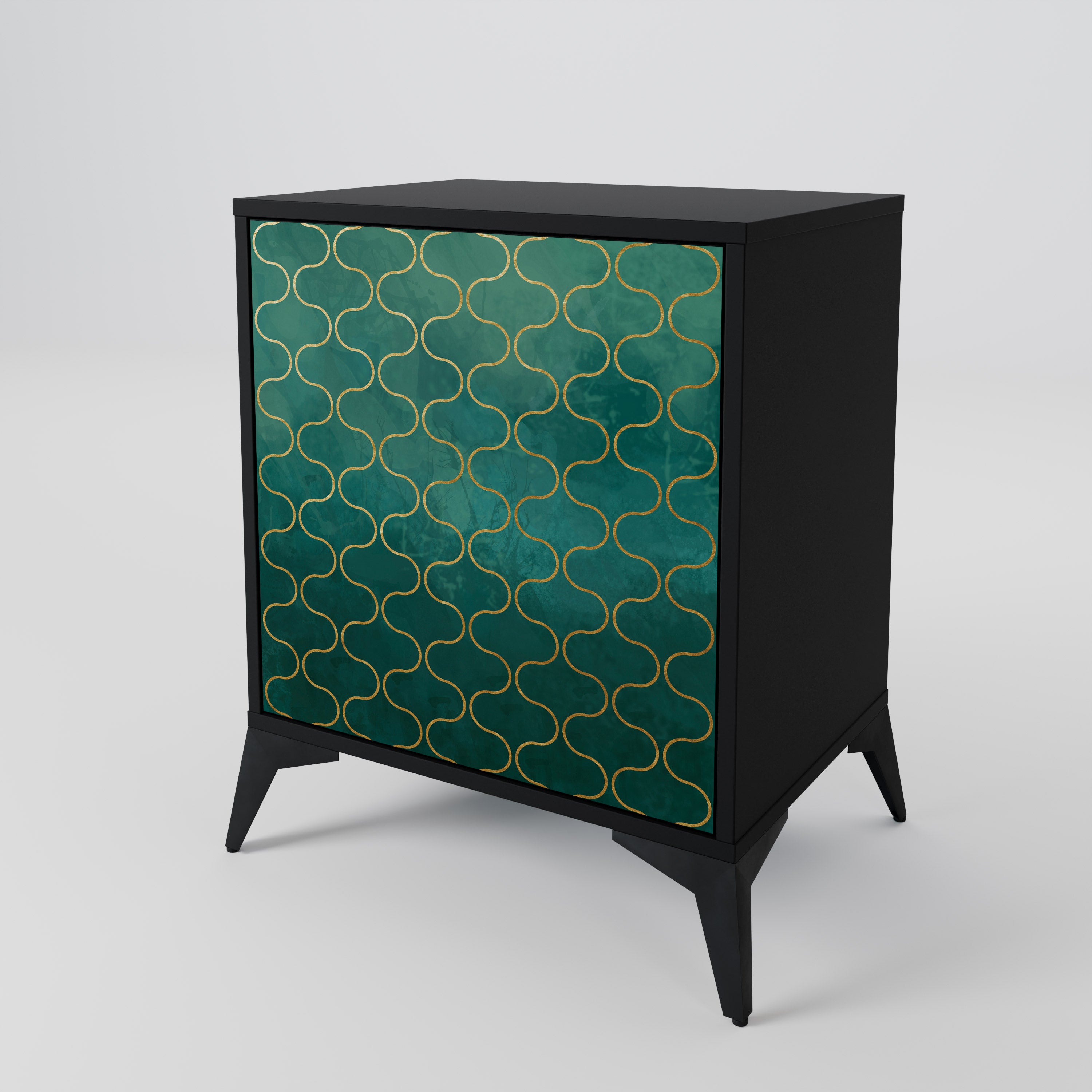 TESSELATED GREENERY Komoda 1-drzwiowa korpus Czarny