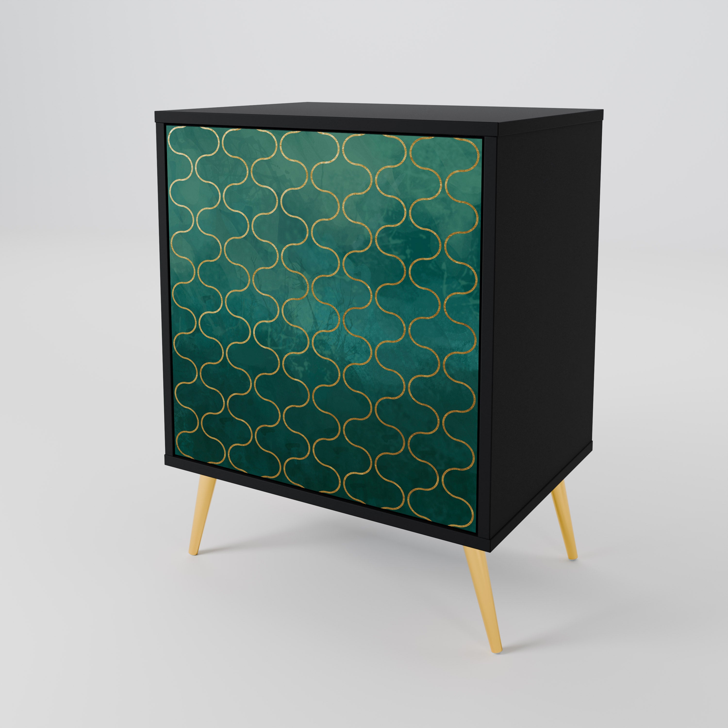 TESSELATED GREENERY Komoda 1-drzwiowa korpus Czarny