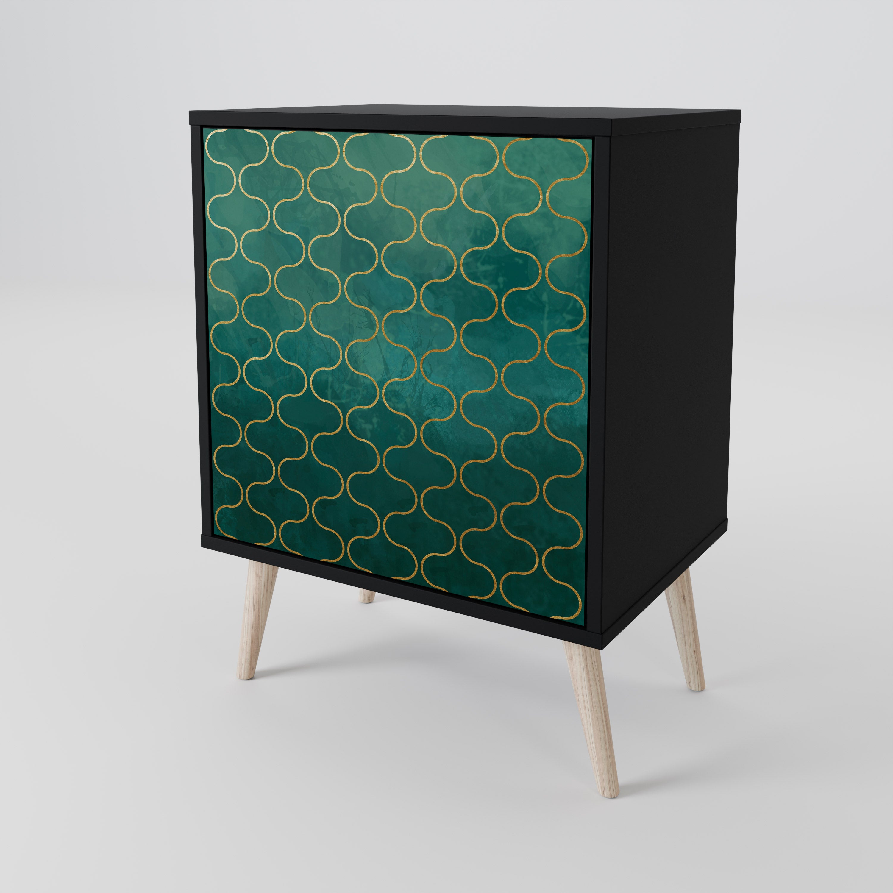 TESSELATED GREENERY Komoda 1-drzwiowa korpus Czarny