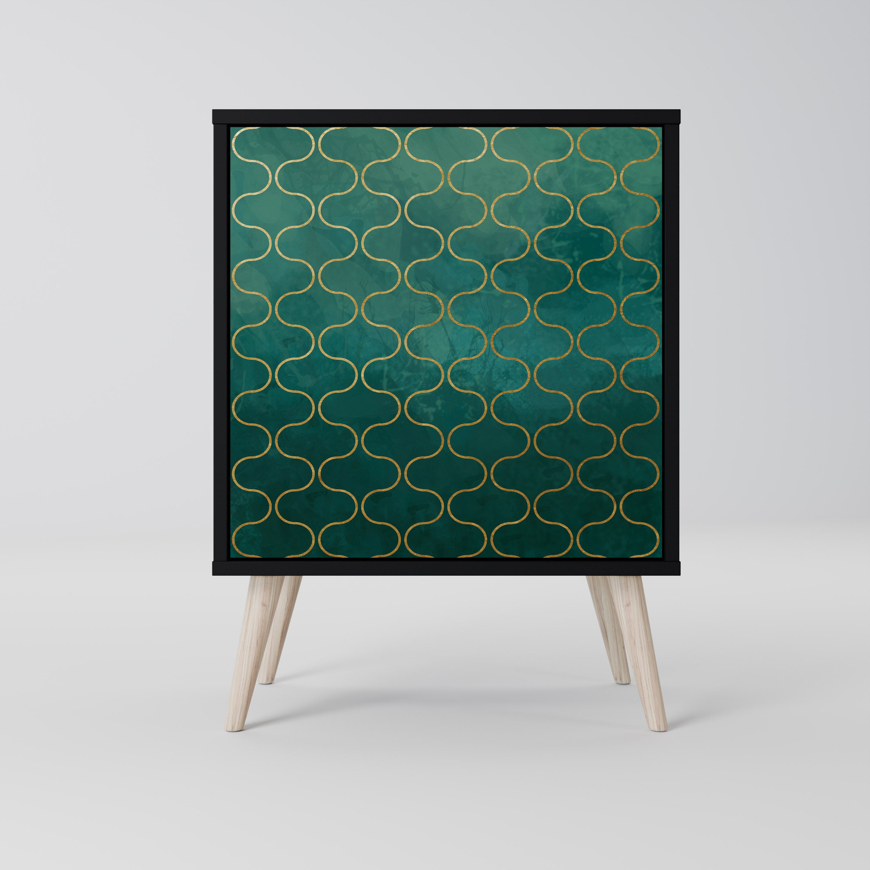 TESSELATED GREENERY Komoda 1-drzwiowa korpus Czarny