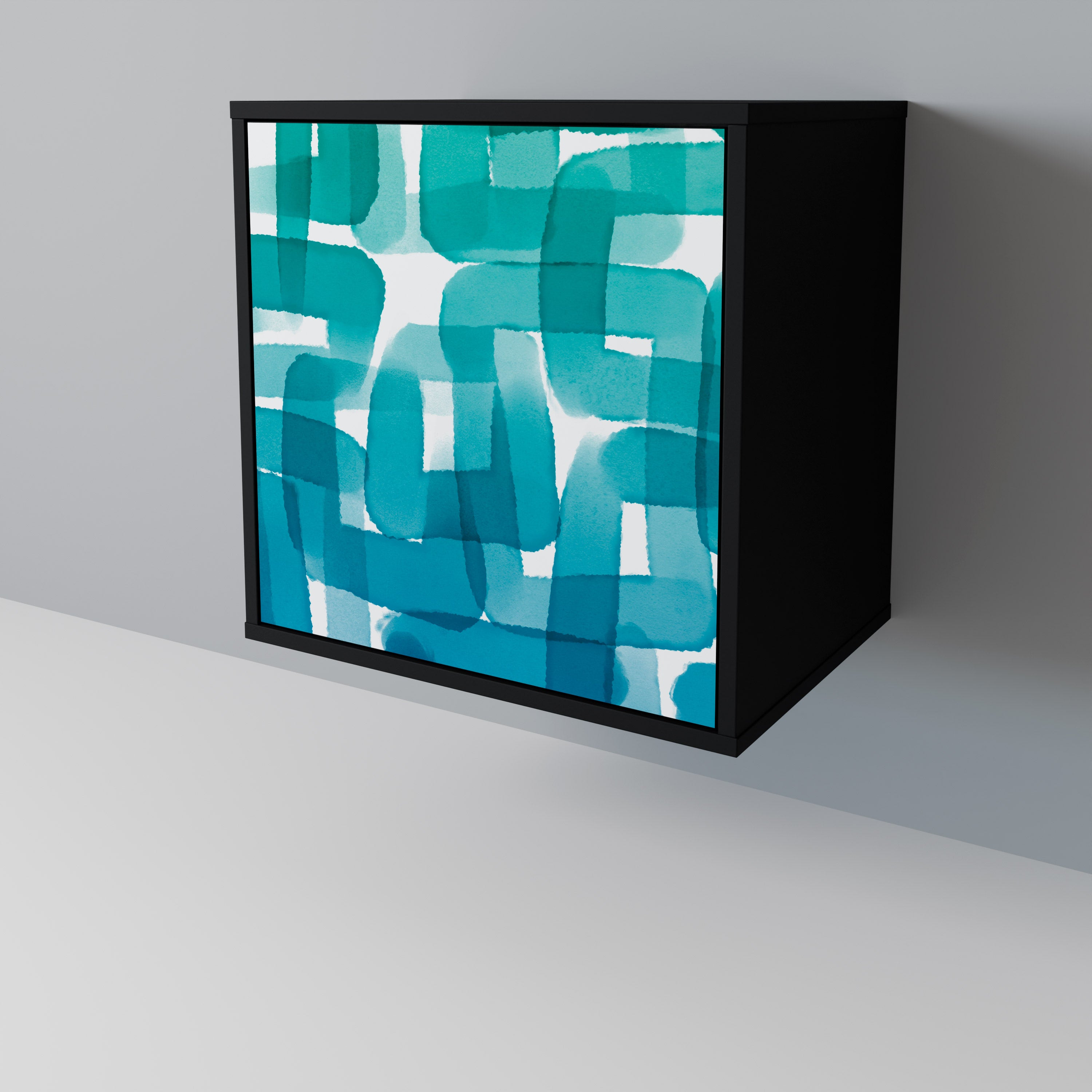 TURQUOISE RECTANGLES Komoda 1-drzwiowa korpus Czarny