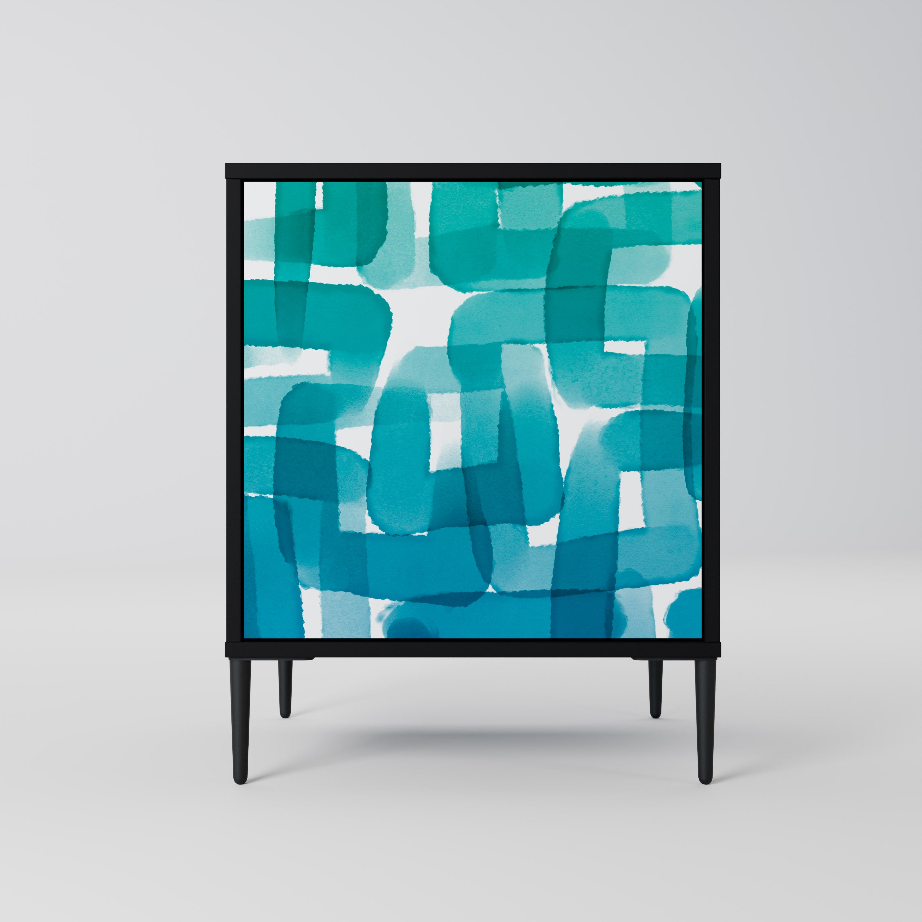 TURQUOISE RECTANGLES Komoda 1-drzwiowa korpus Czarny