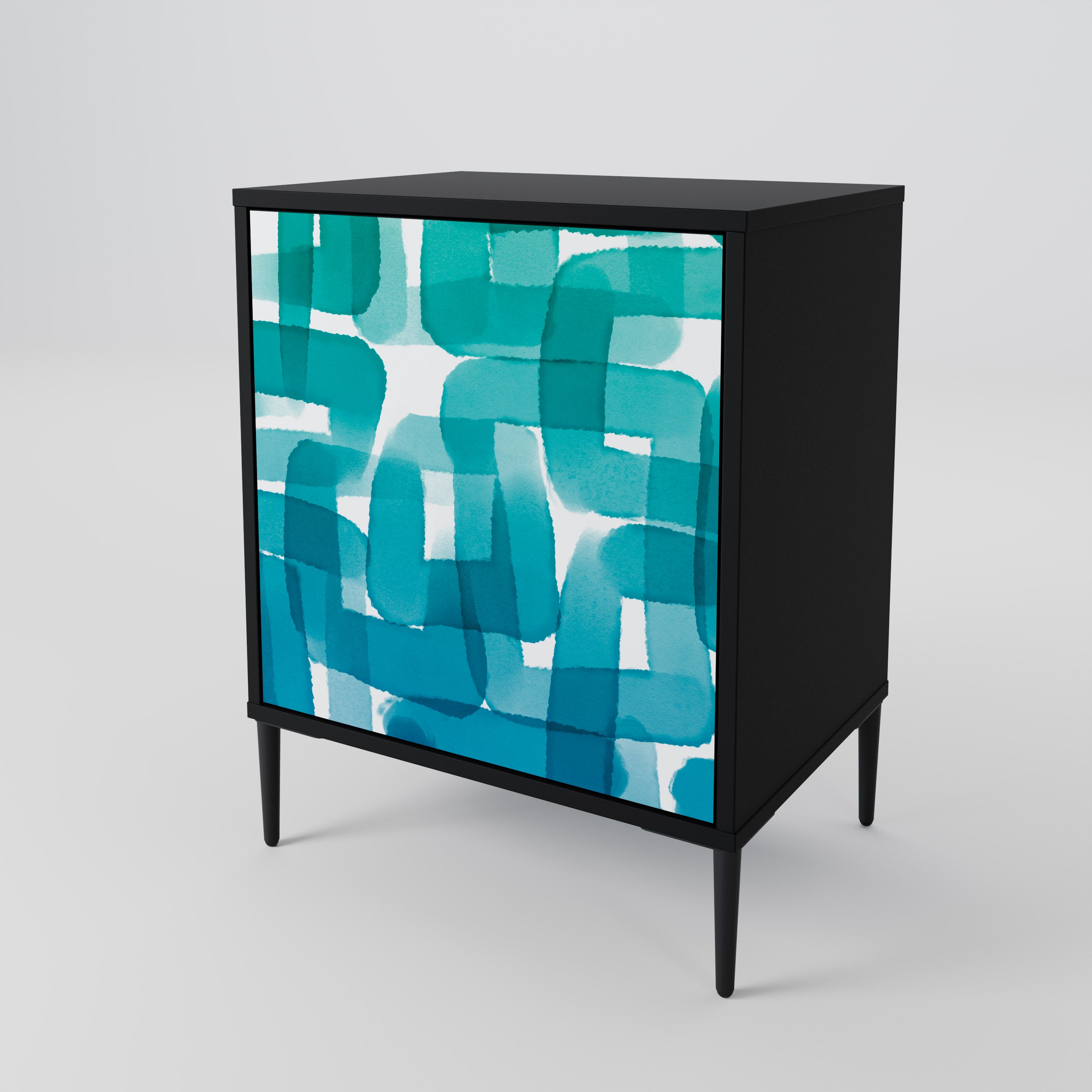 TURQUOISE RECTANGLES Komoda 1-drzwiowa korpus Czarny