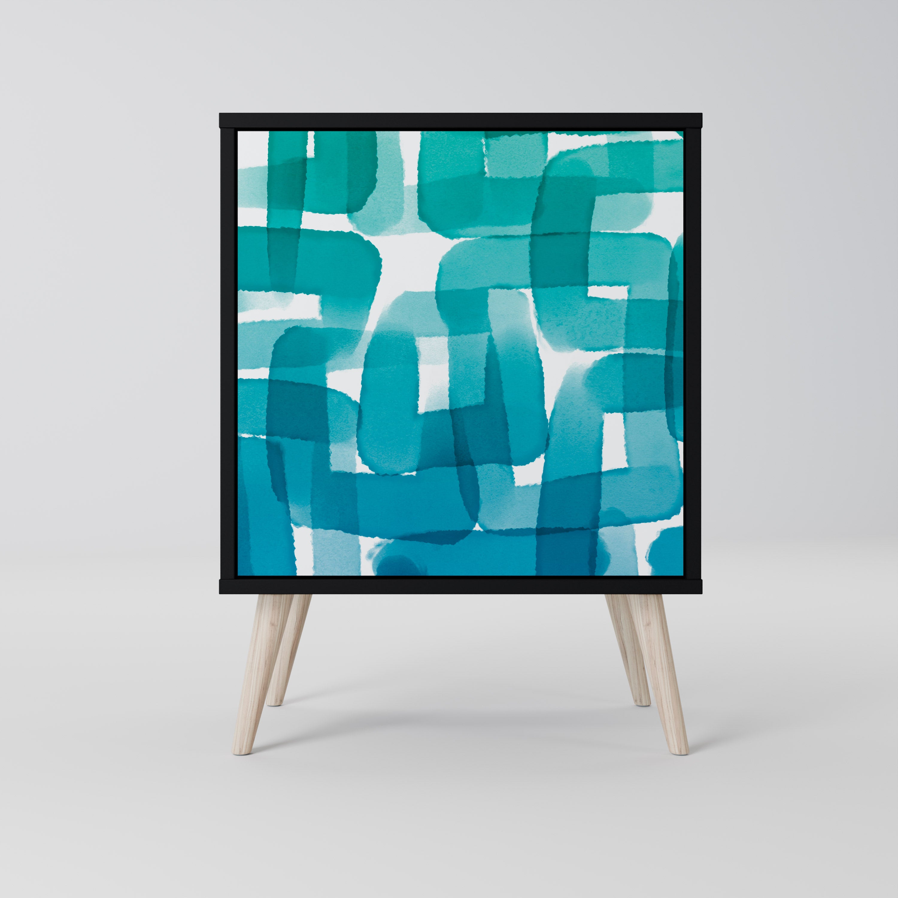 TURQUOISE RECTANGLES Komoda 1-drzwiowa korpus Czarny