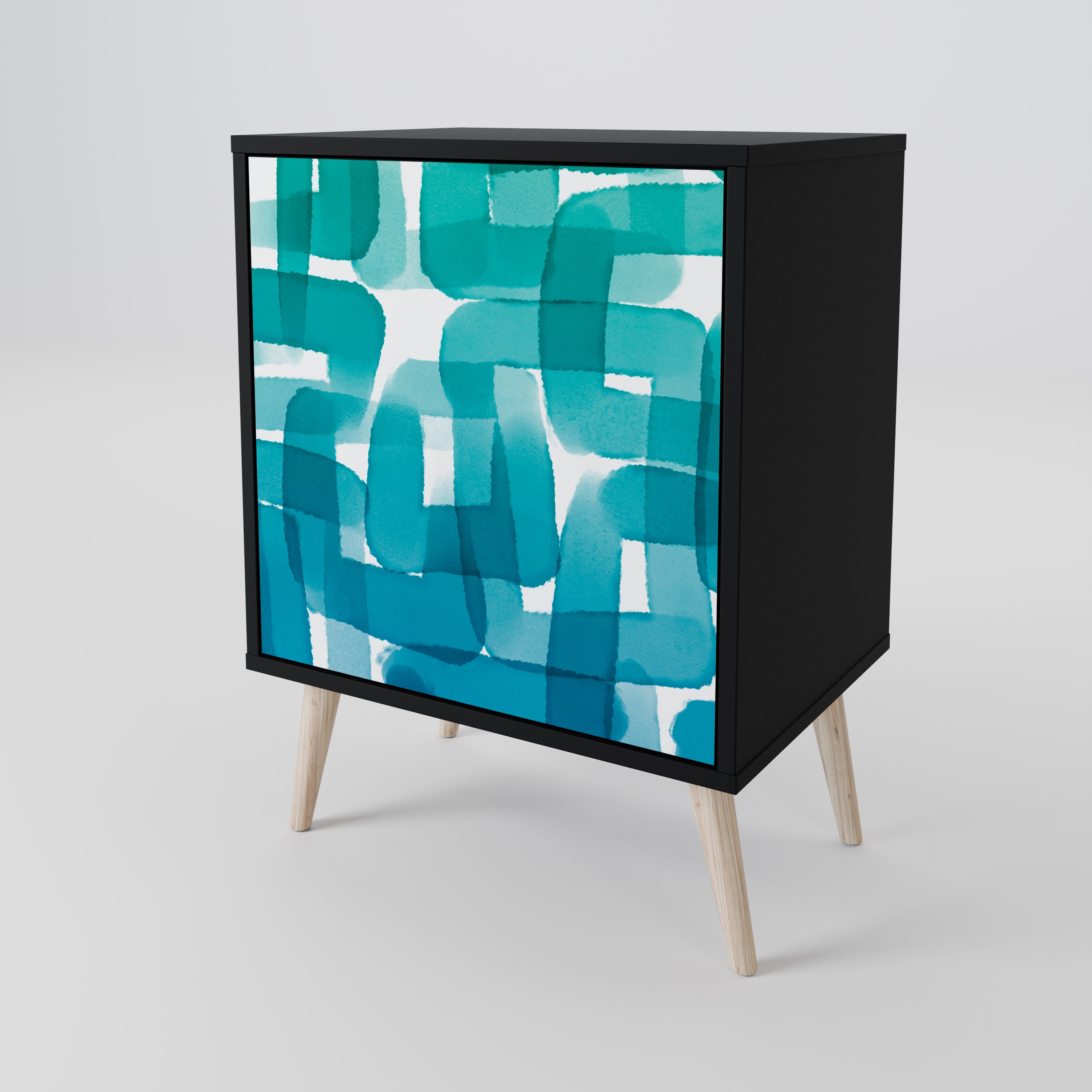 TURQUOISE RECTANGLES Komoda 1-drzwiowa korpus Czarny