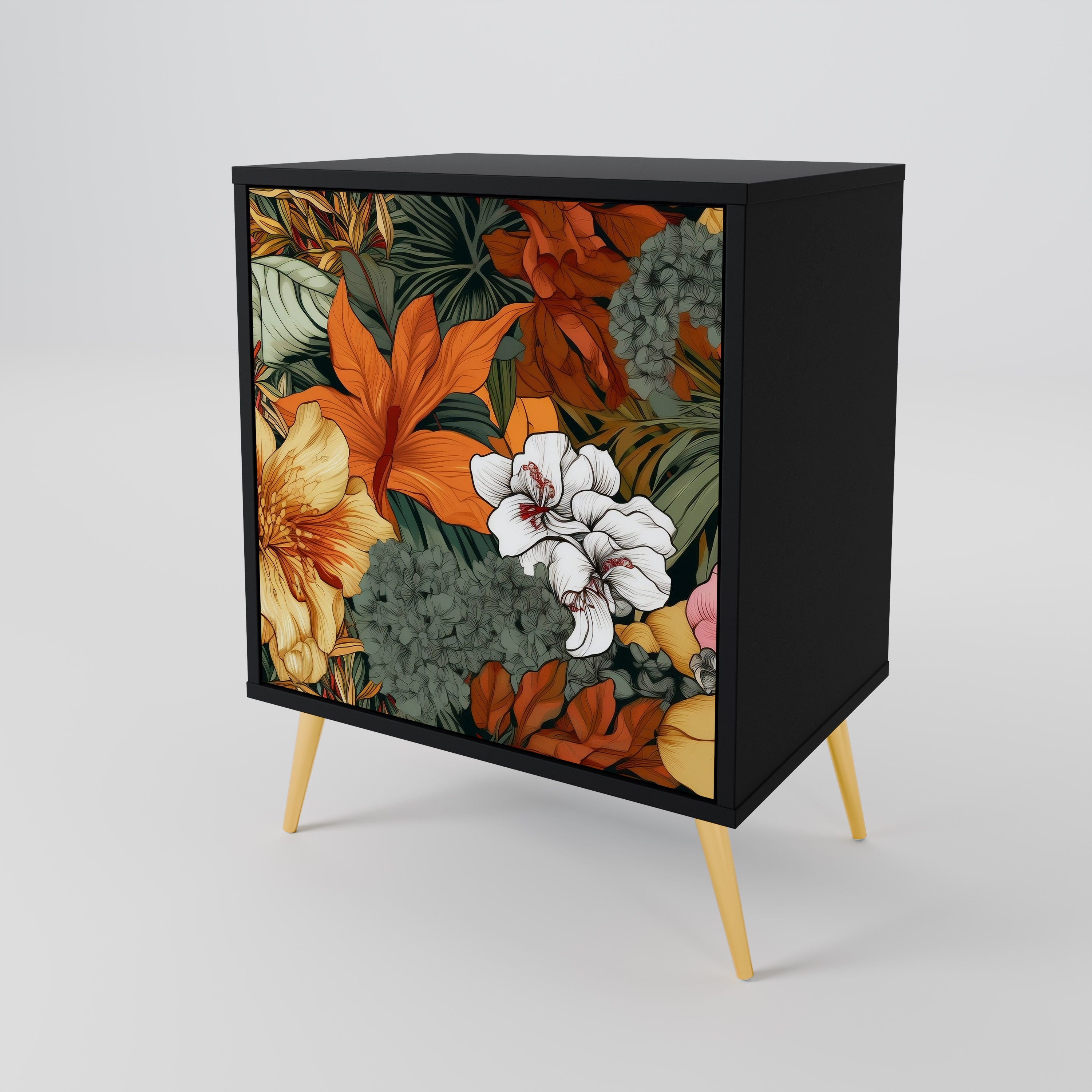 RADIANT FLORA Komoda 1-drzwiowa korpus Czarny