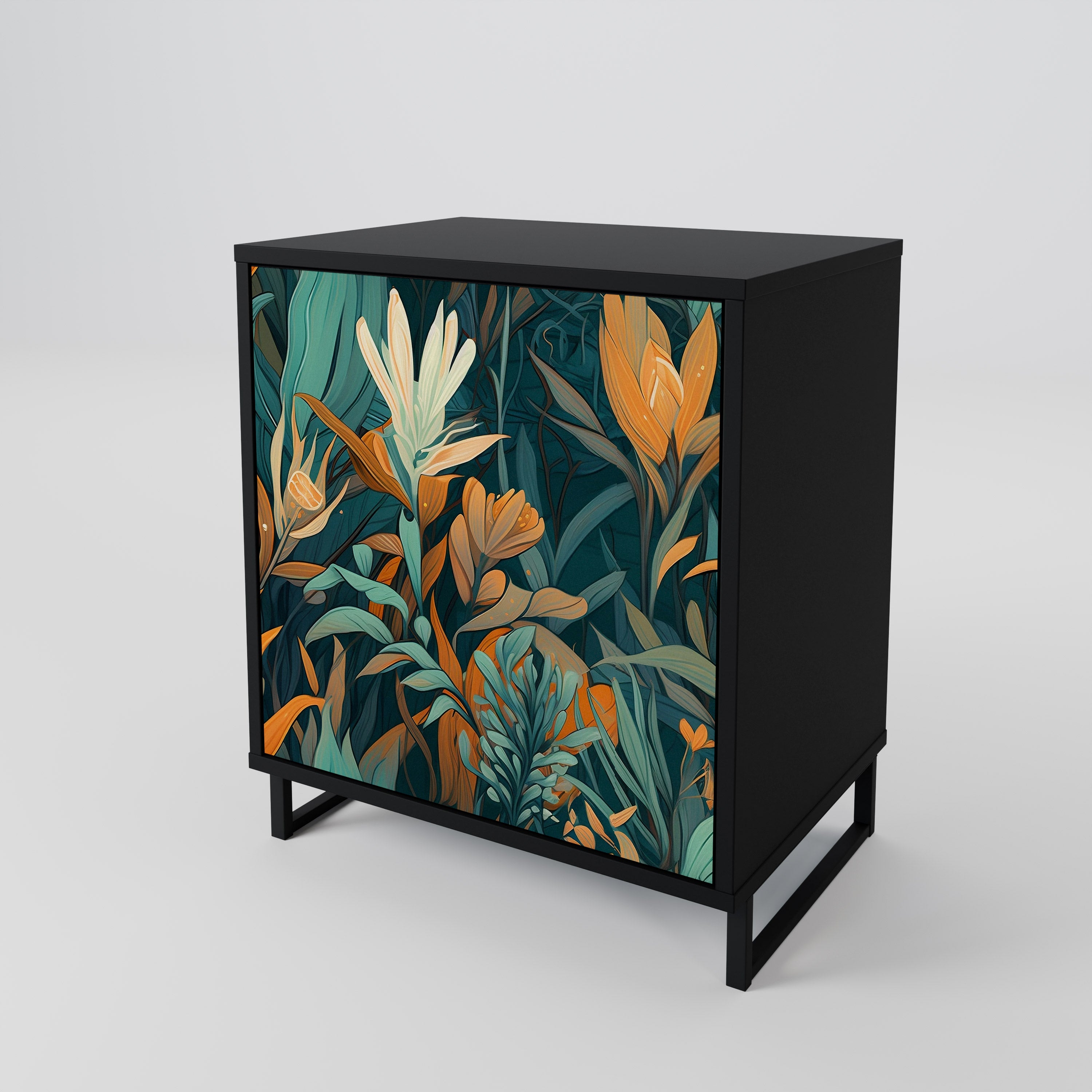 FLORAL SERENITY Komoda 1-drzwiowa korpus Czarny