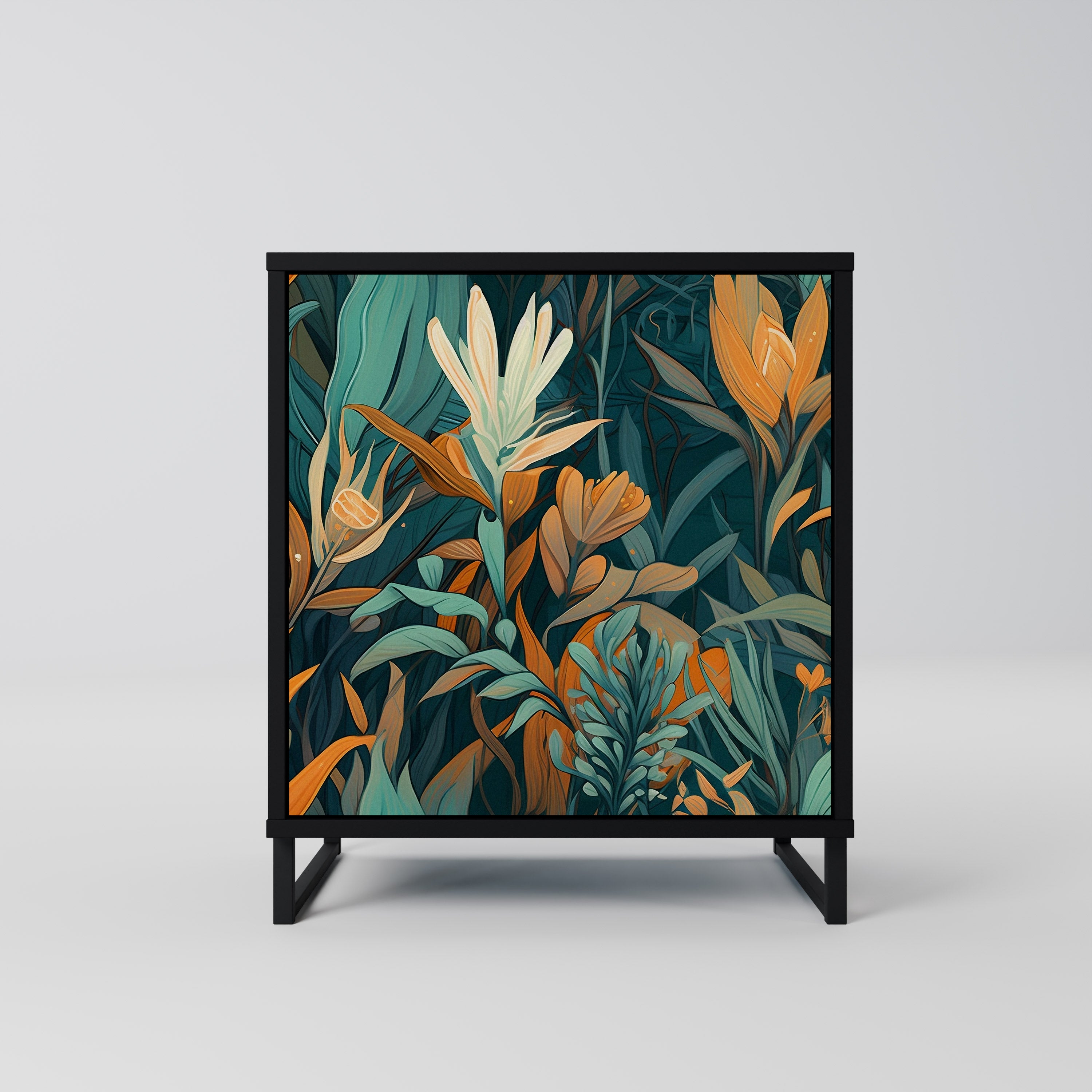 FLORAL SERENITY Komoda 1-drzwiowa korpus Czarny