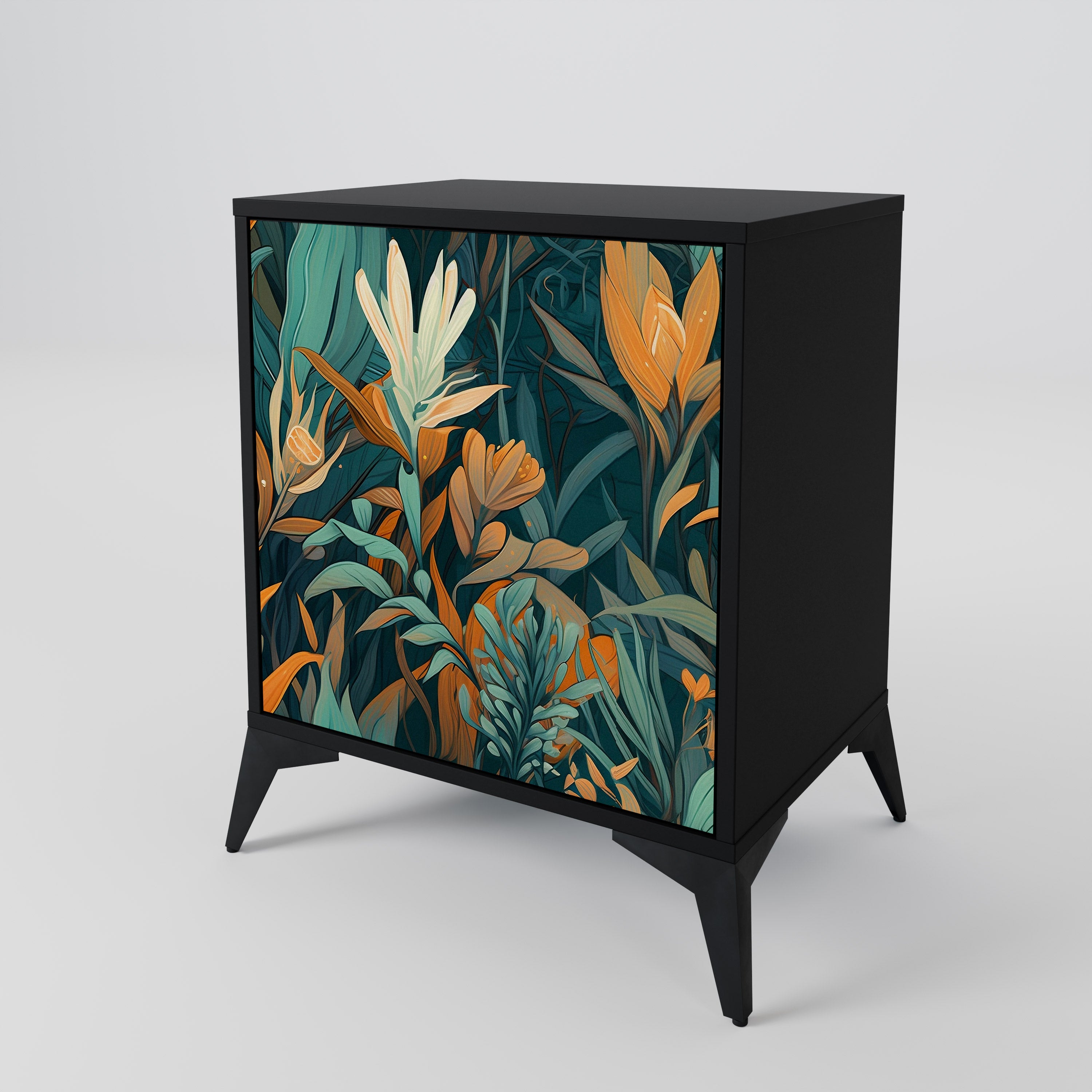 FLORAL SERENITY Komoda 1-drzwiowa korpus Czarny