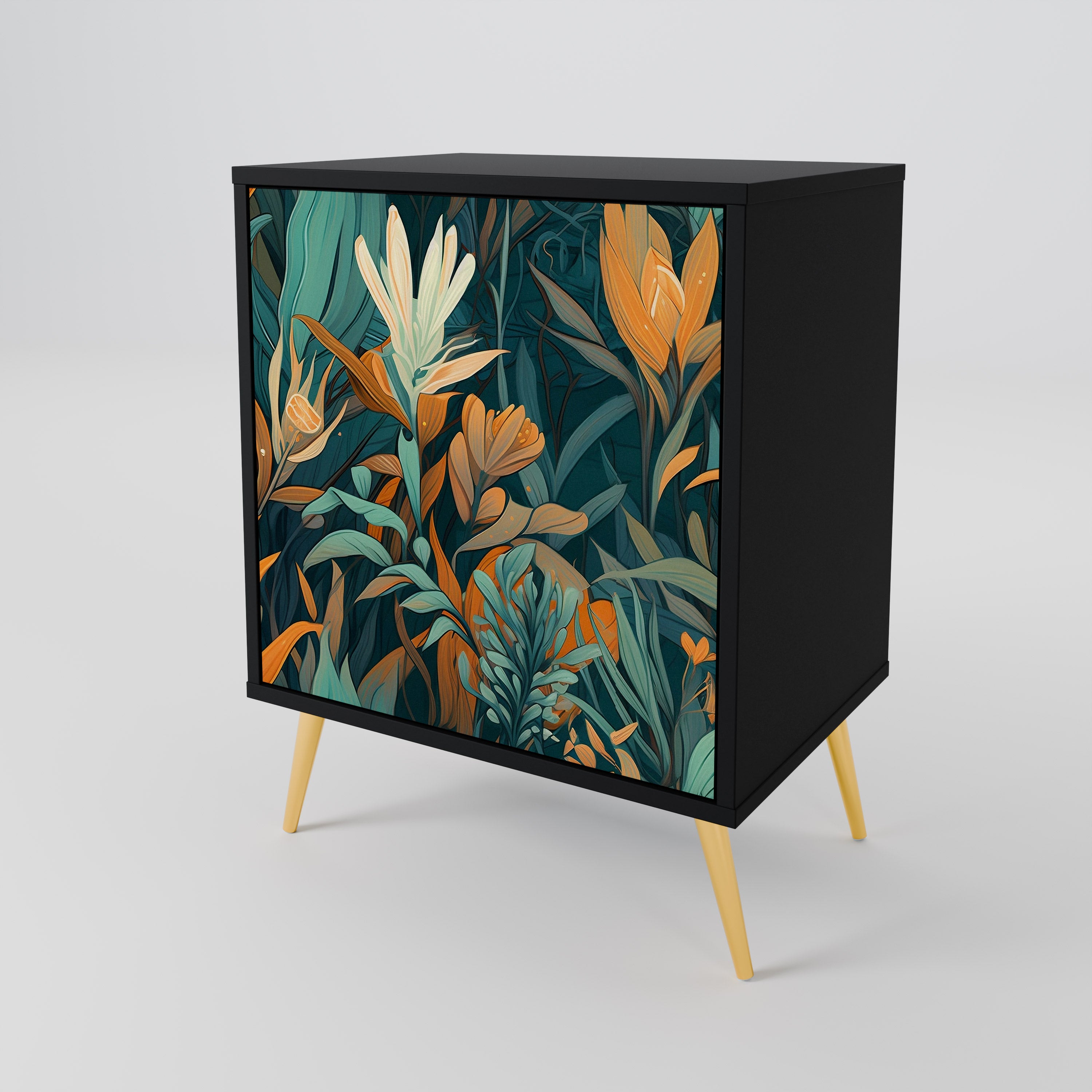 FLORAL SERENITY Komoda 1-drzwiowa korpus Czarny