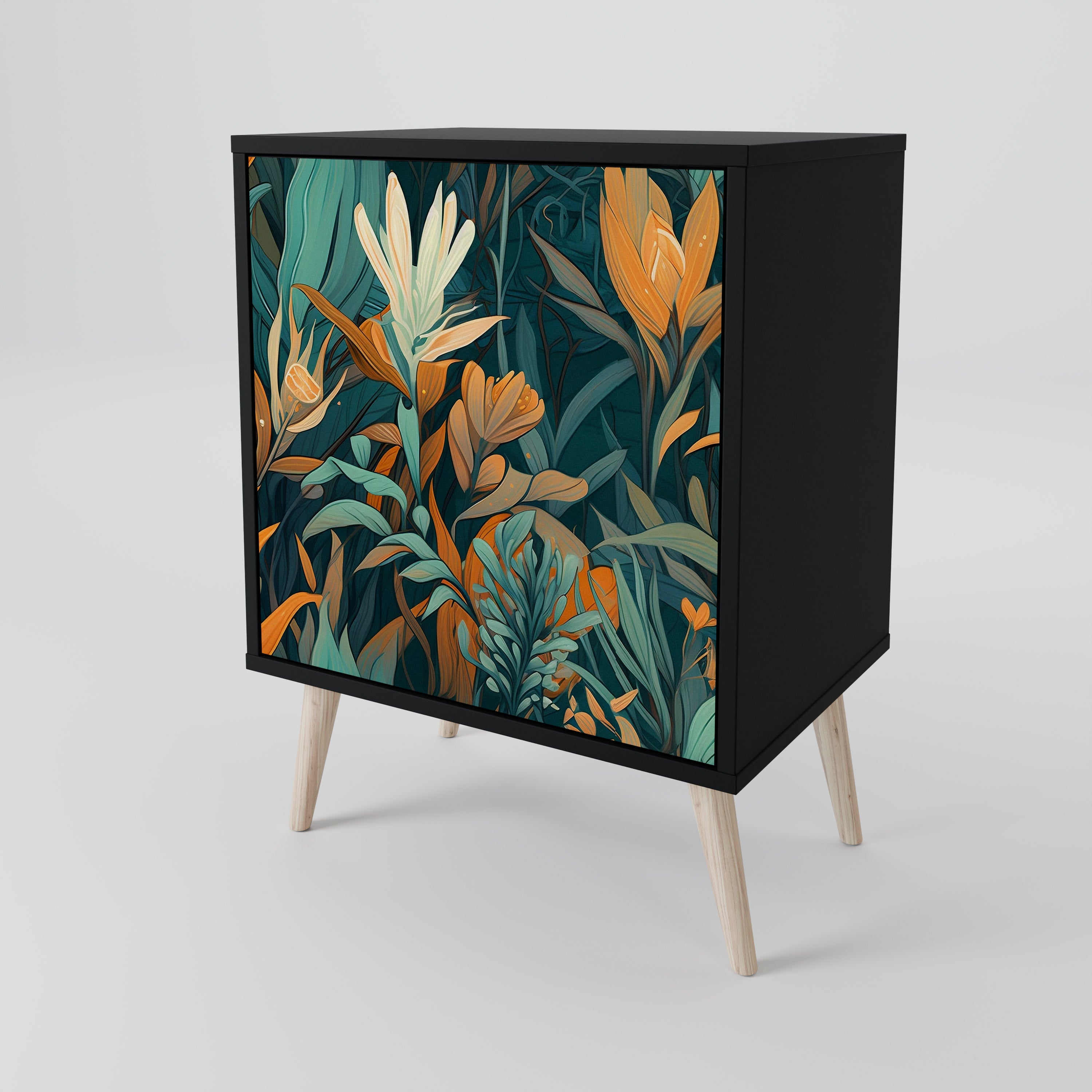 FLORAL SERENITY Komoda 1-drzwiowa korpus Czarny