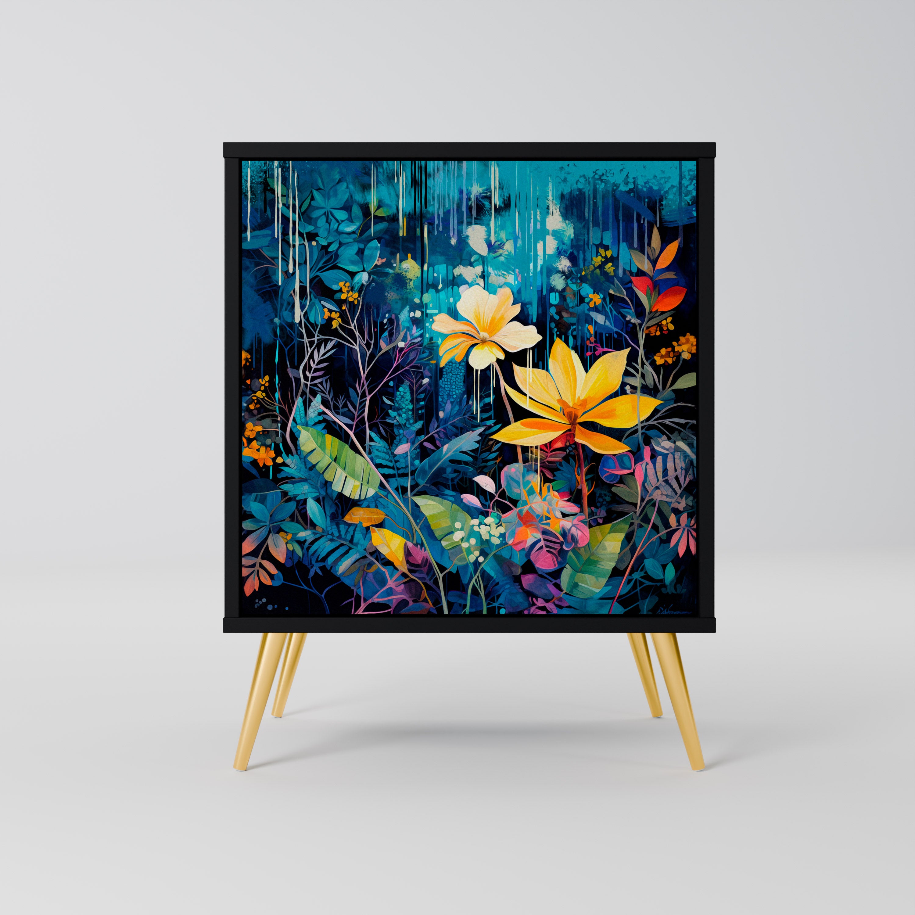 MIDNIGHT BLOSSOM Komoda 1-drzwiowa korpus Czarny