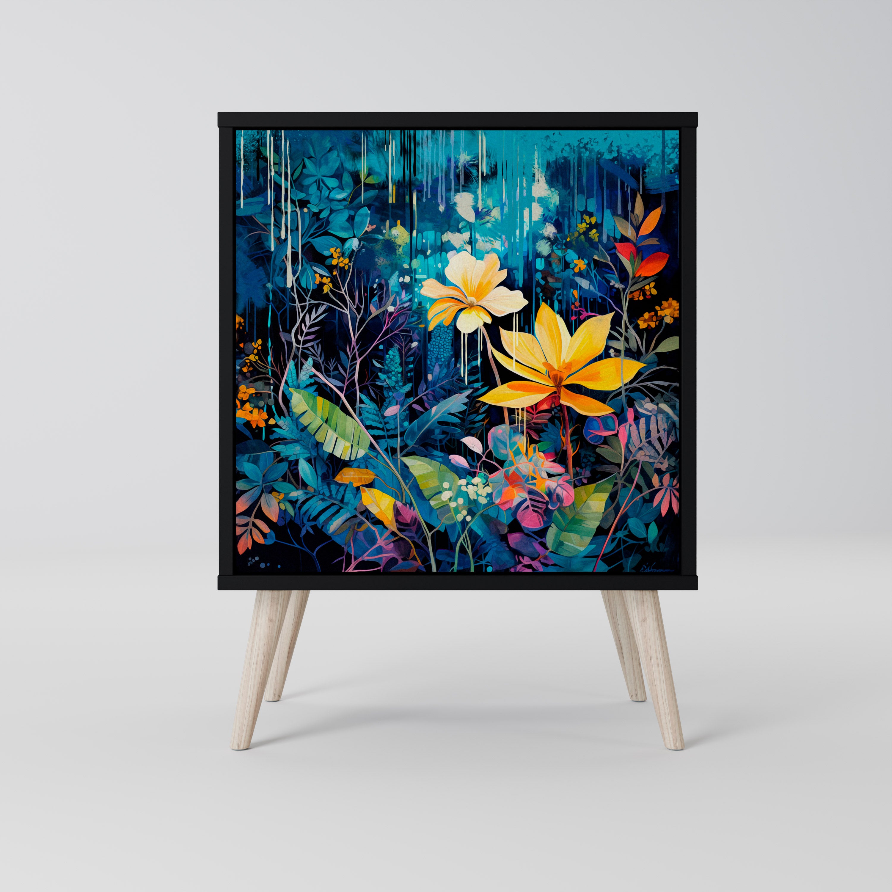 MIDNIGHT BLOSSOM Komoda 1-drzwiowa korpus Czarny
