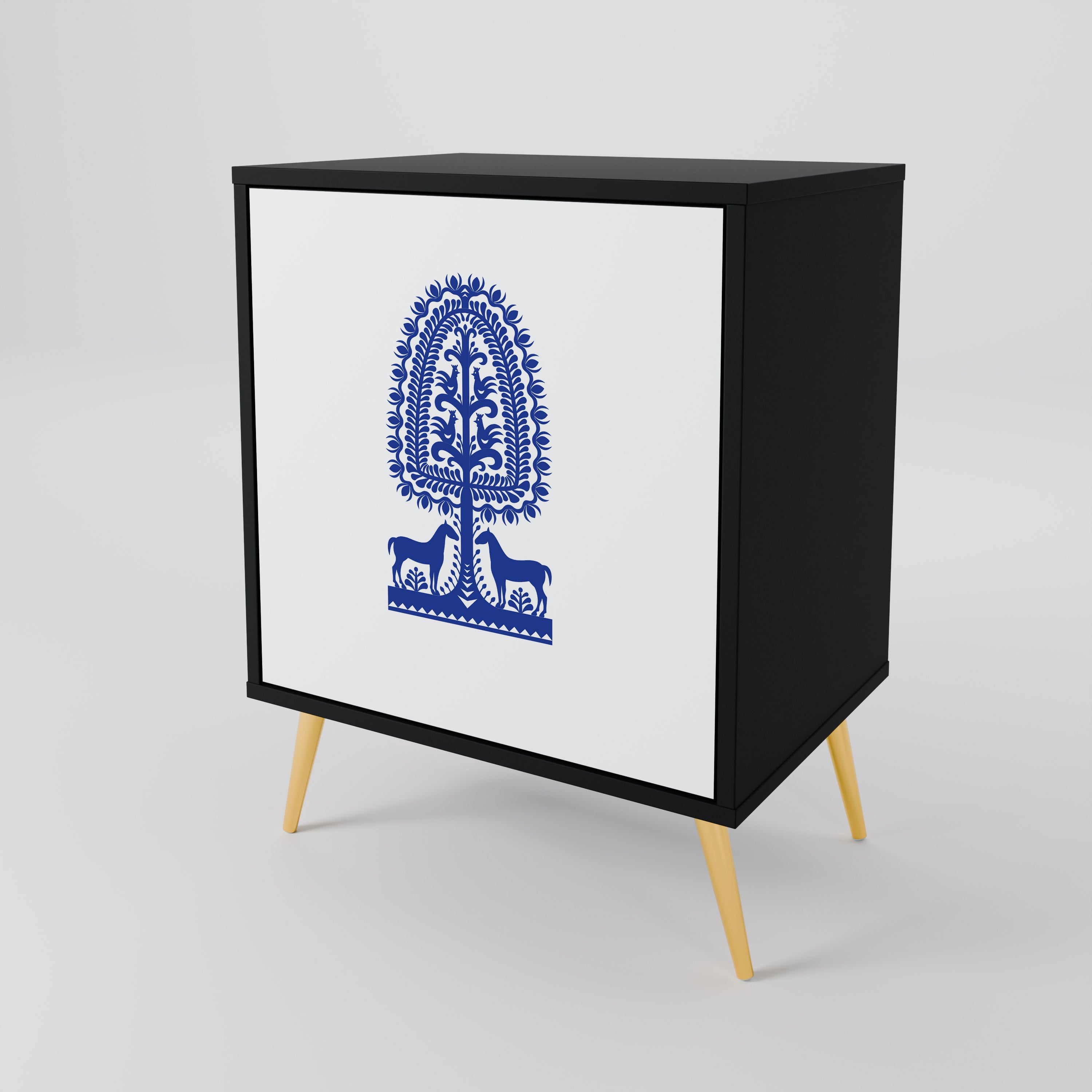 POLISH FOLK ART Komoda 1-drzwiowa korpus Czarny