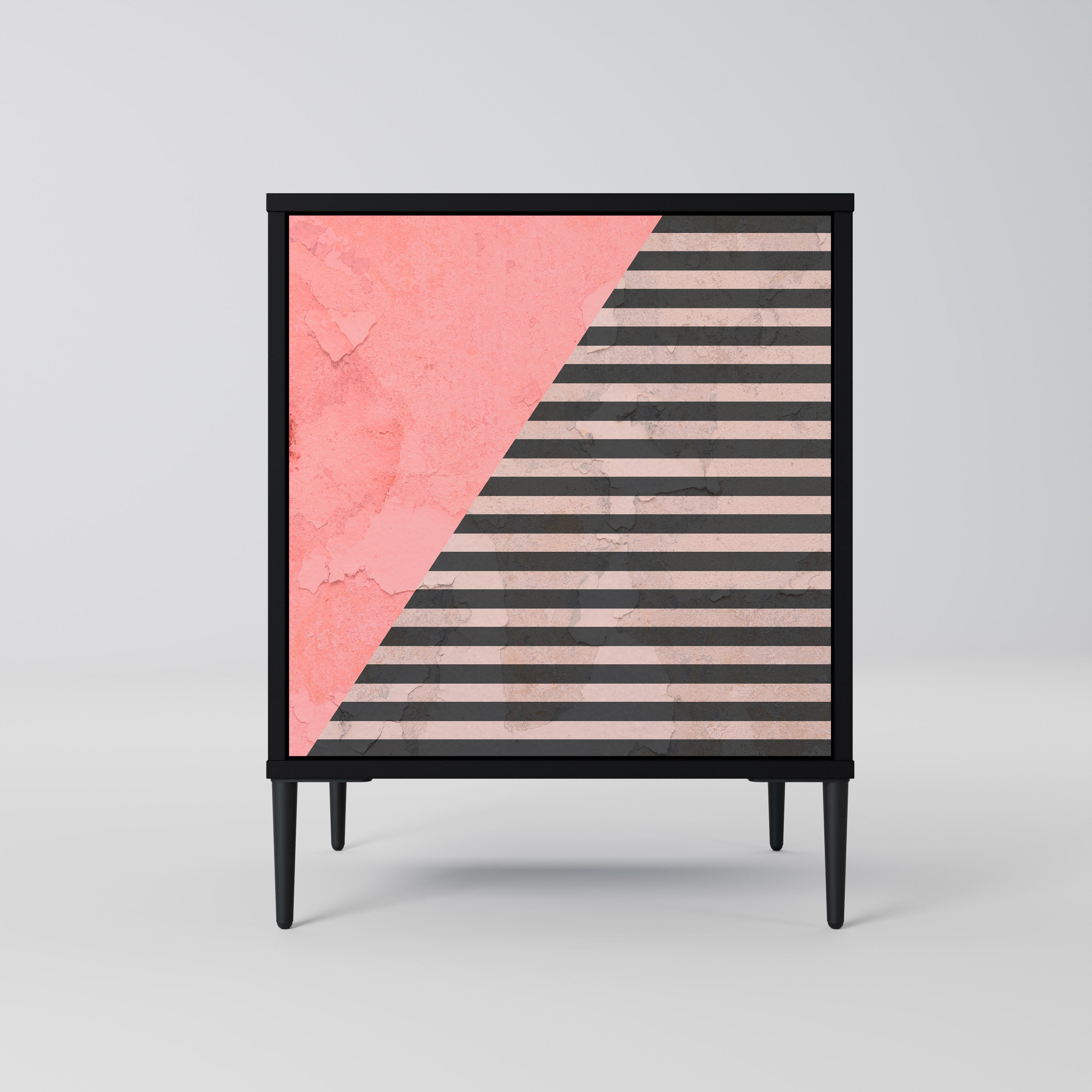 GLAMOROUS STRIPE Komoda 1-drzwiowa korpus Czarny