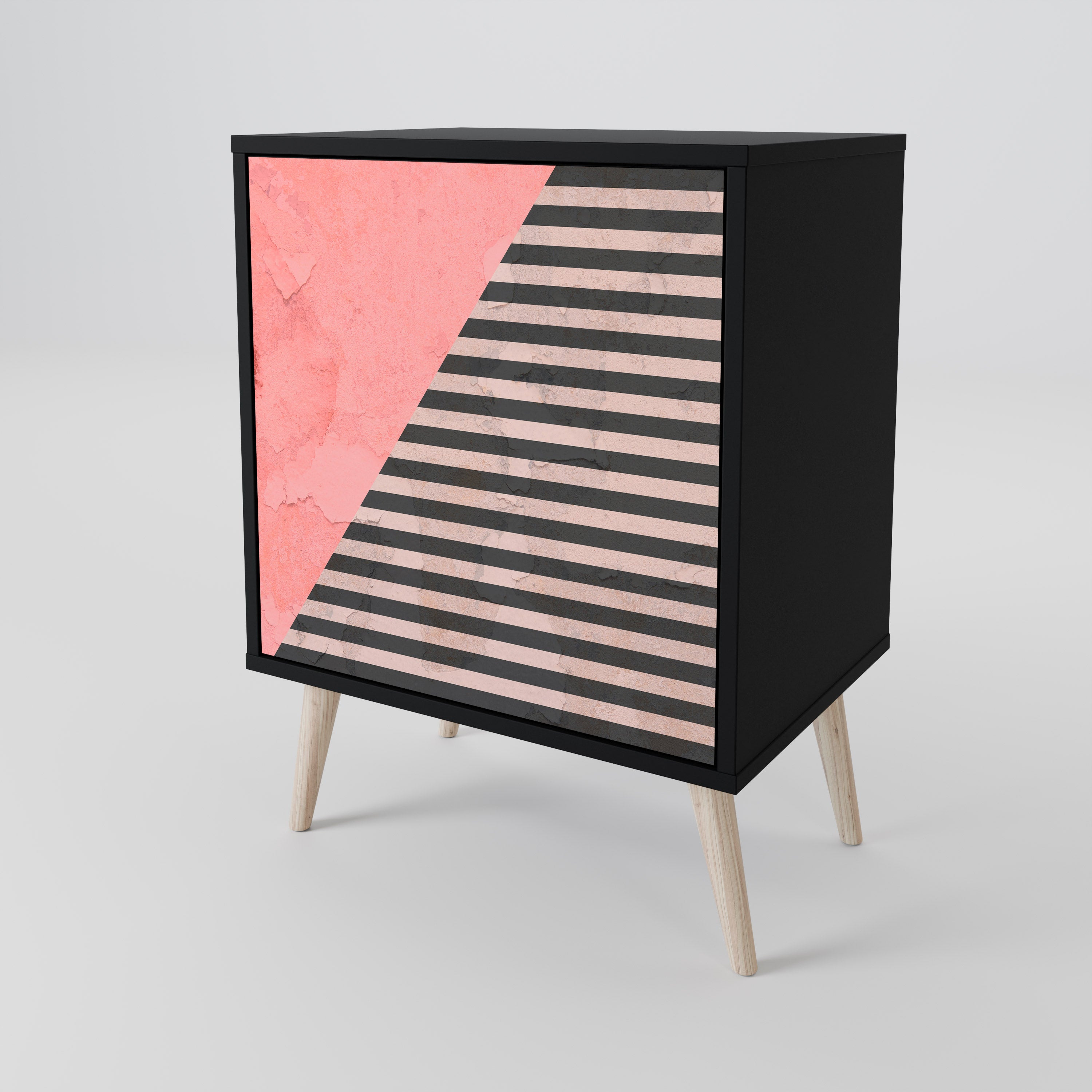 GLAMOROUS STRIPE Komoda 1-drzwiowa korpus Czarny