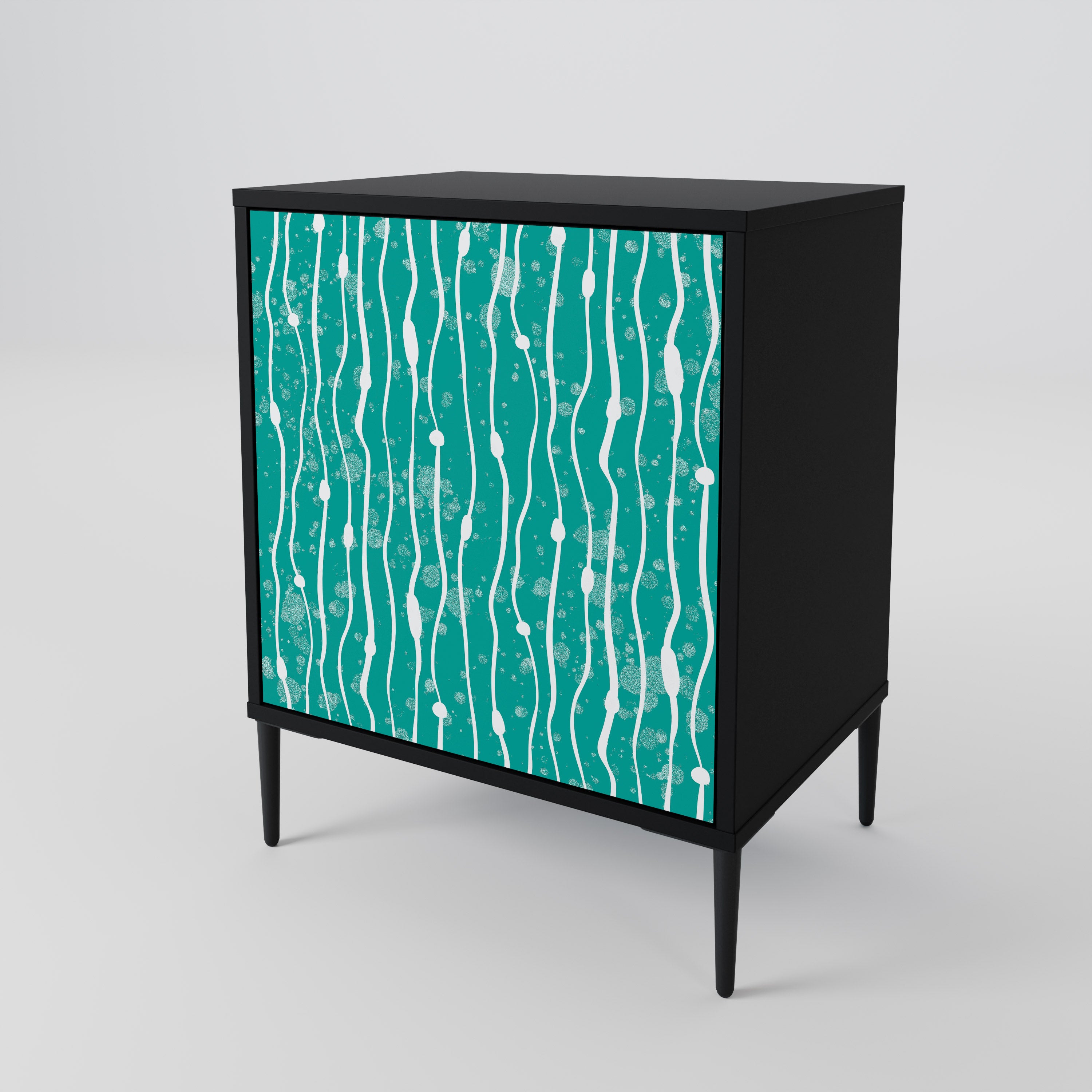 TURQUOISE RAIN Komoda 1-drzwiowa korpus Czarny