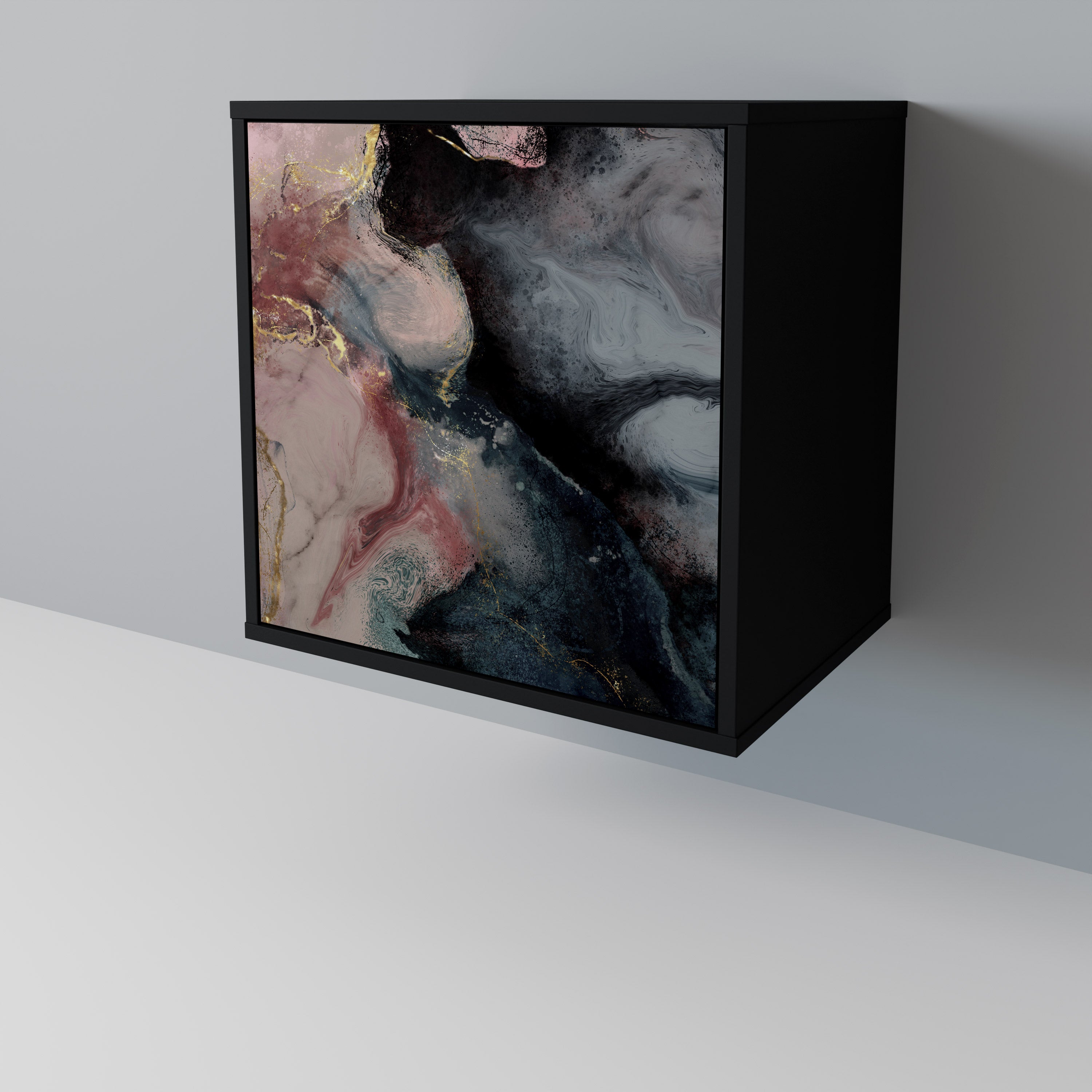 GILDED SWIRLS Komoda 1-drzwiowa korpus Czarny