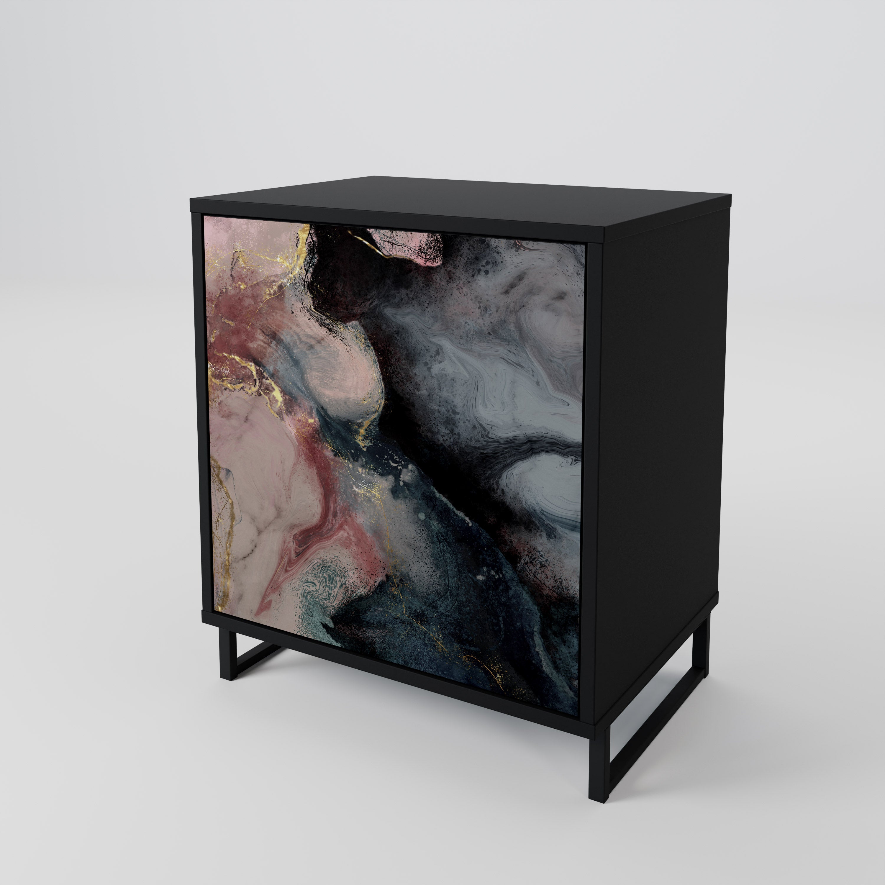 GILDED SWIRLS Komoda 1-drzwiowa korpus Czarny