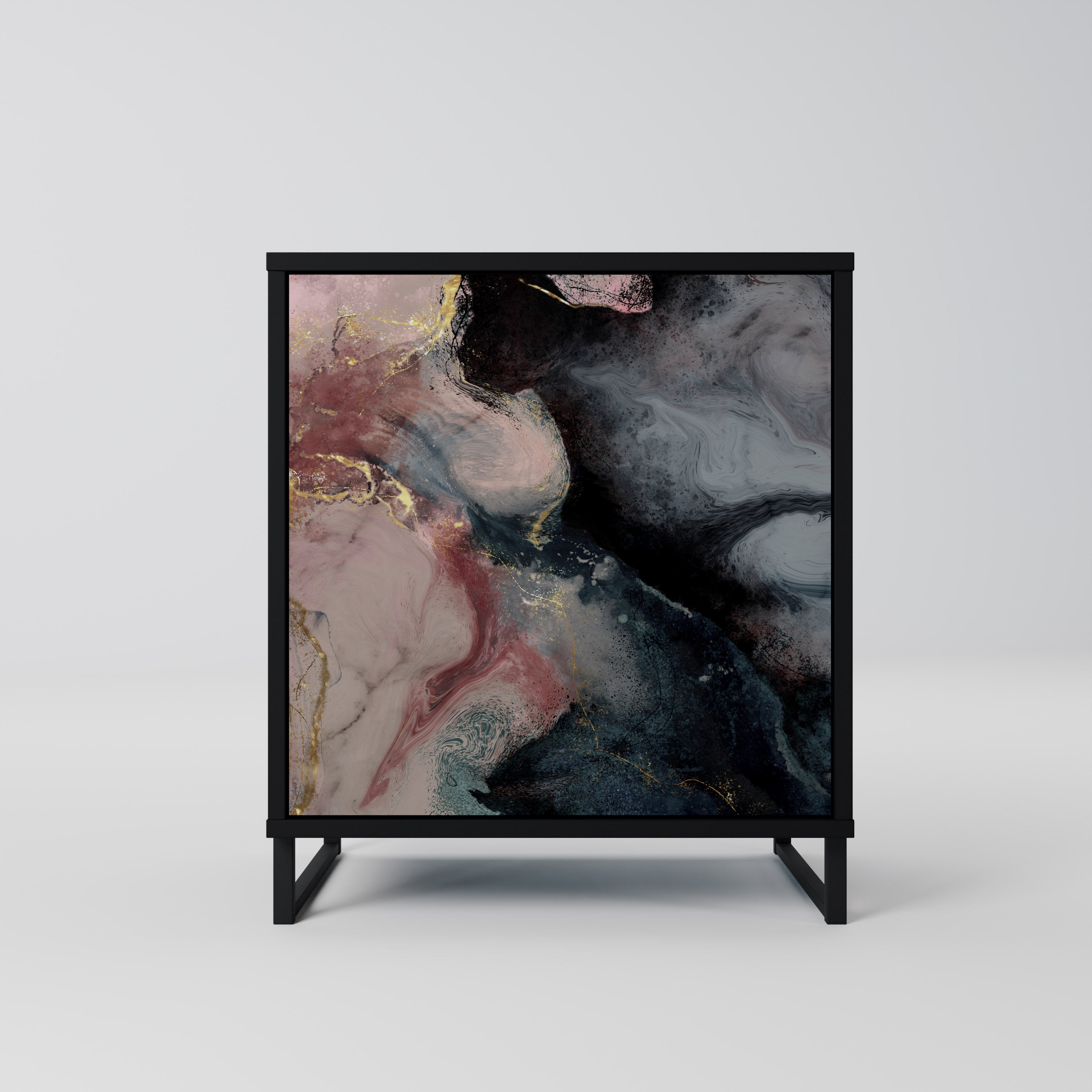 GILDED SWIRLS Komoda 1-drzwiowa korpus Czarny