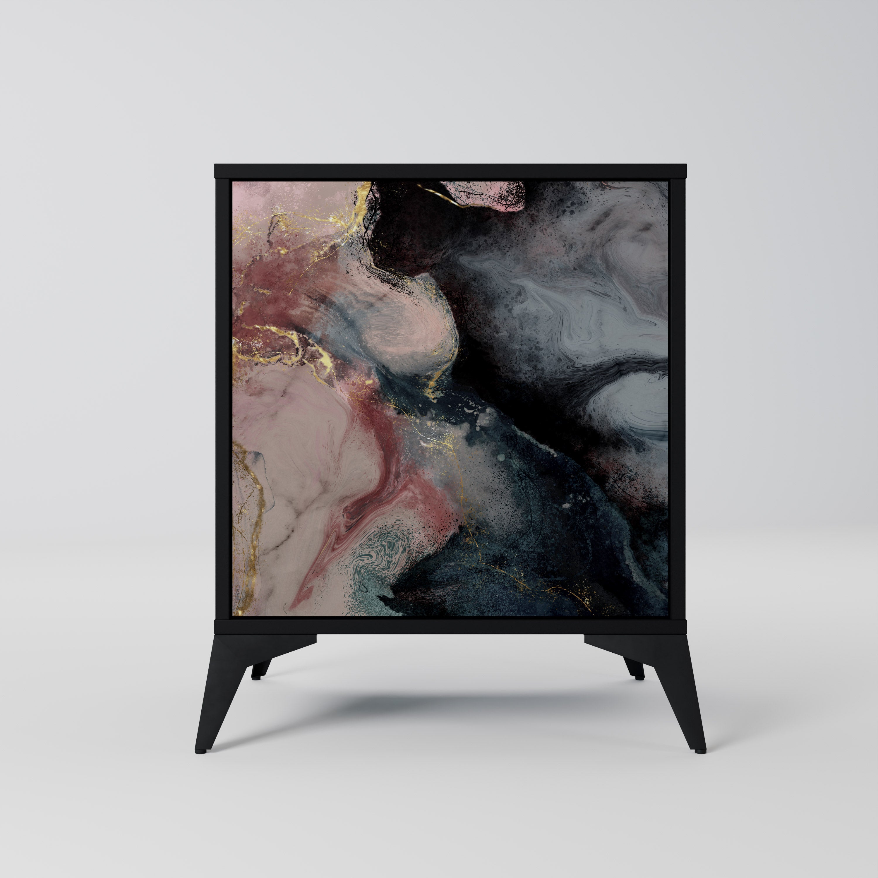 GILDED SWIRLS Komoda 1-drzwiowa korpus Czarny