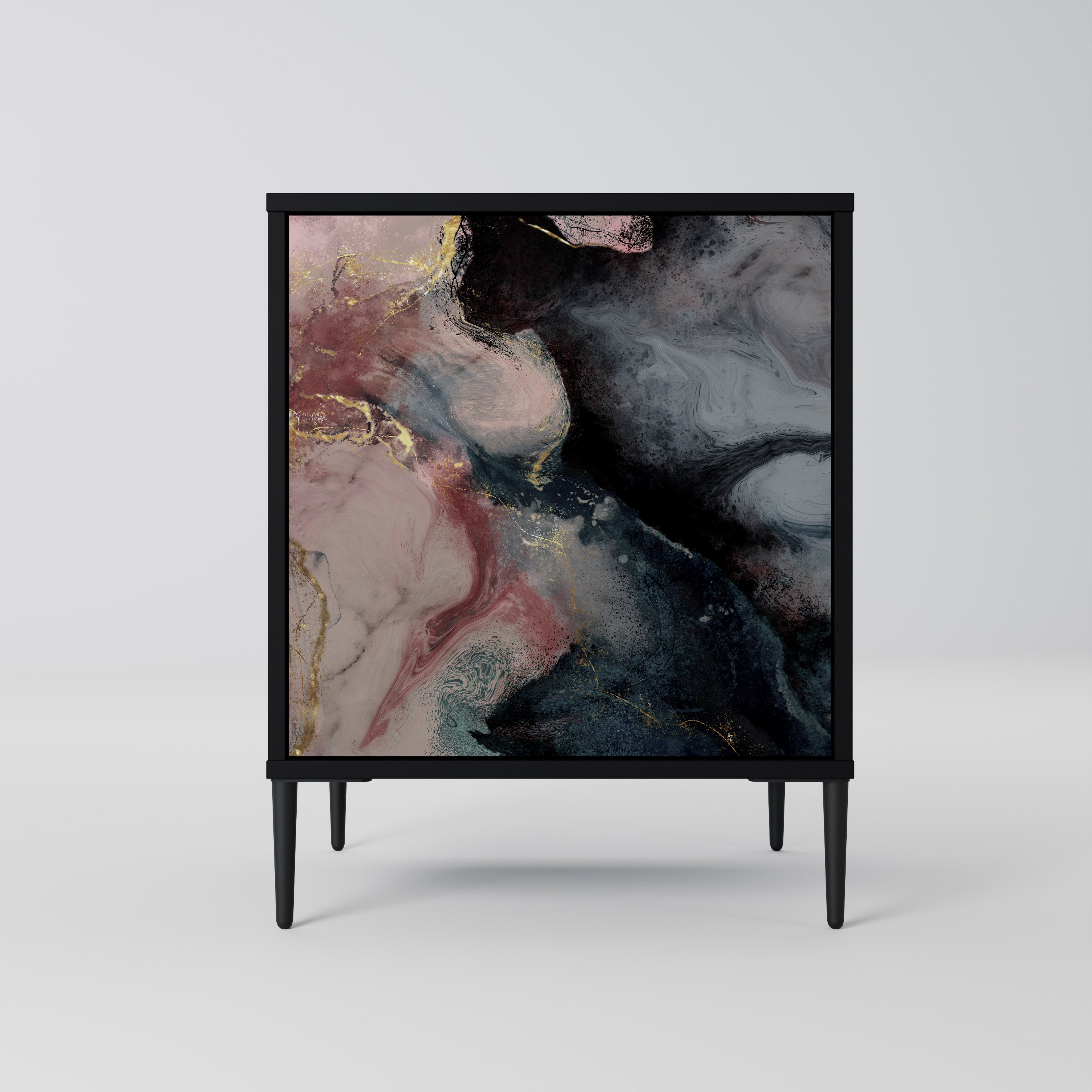 GILDED SWIRLS Komoda 1-drzwiowa korpus Czarny