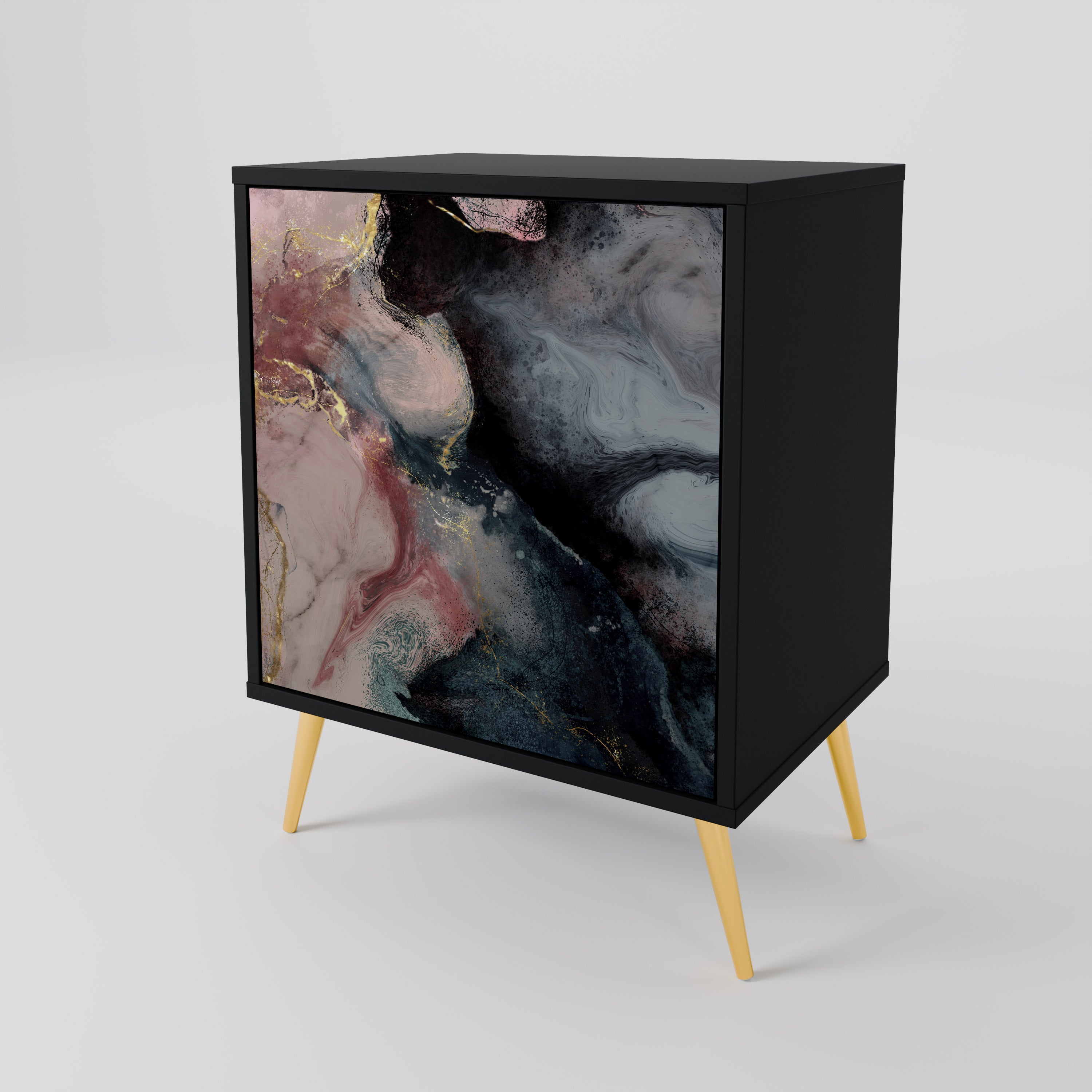 GILDED SWIRLS Komoda 1-drzwiowa korpus Czarny