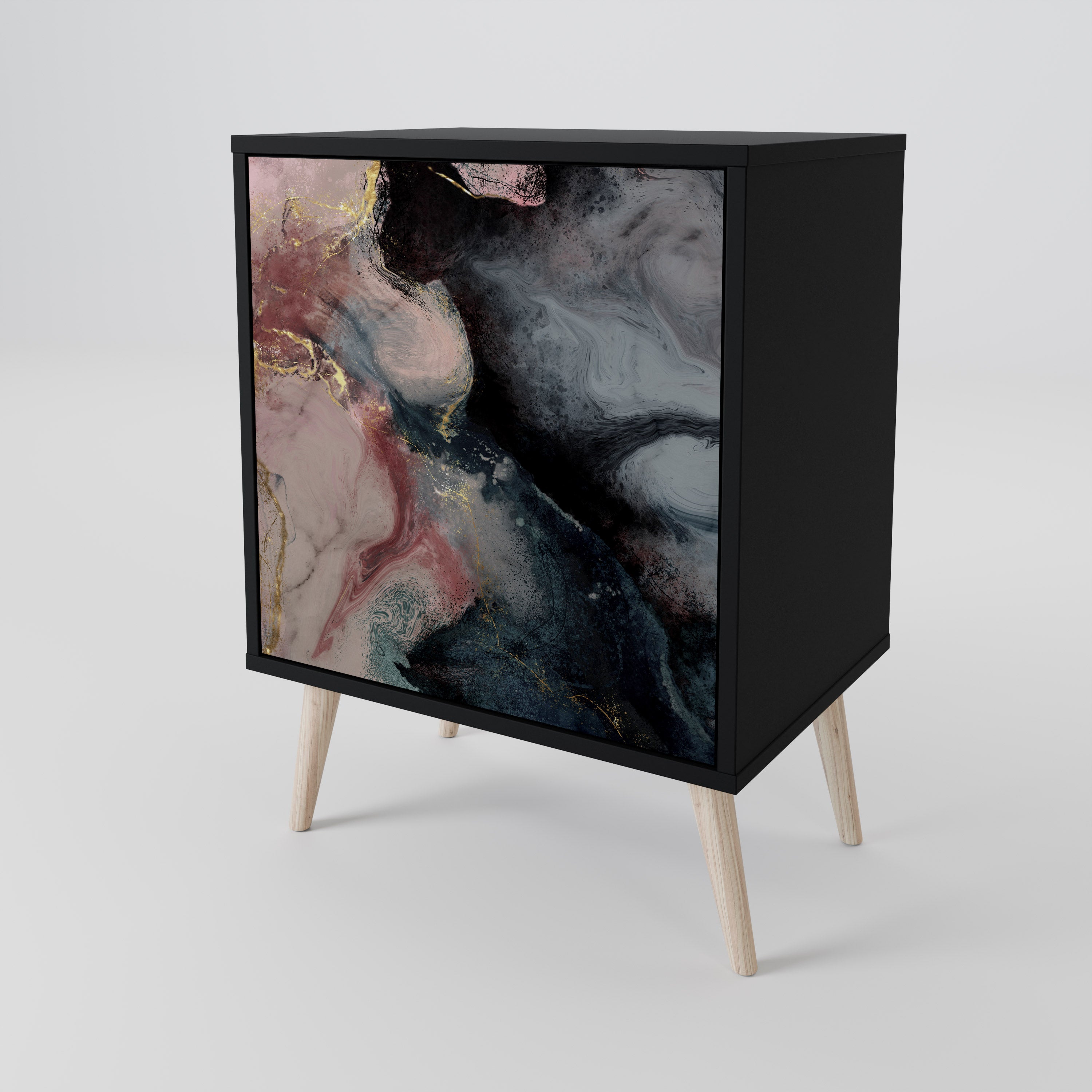 GILDED SWIRLS Komoda 1-drzwiowa korpus Czarny
