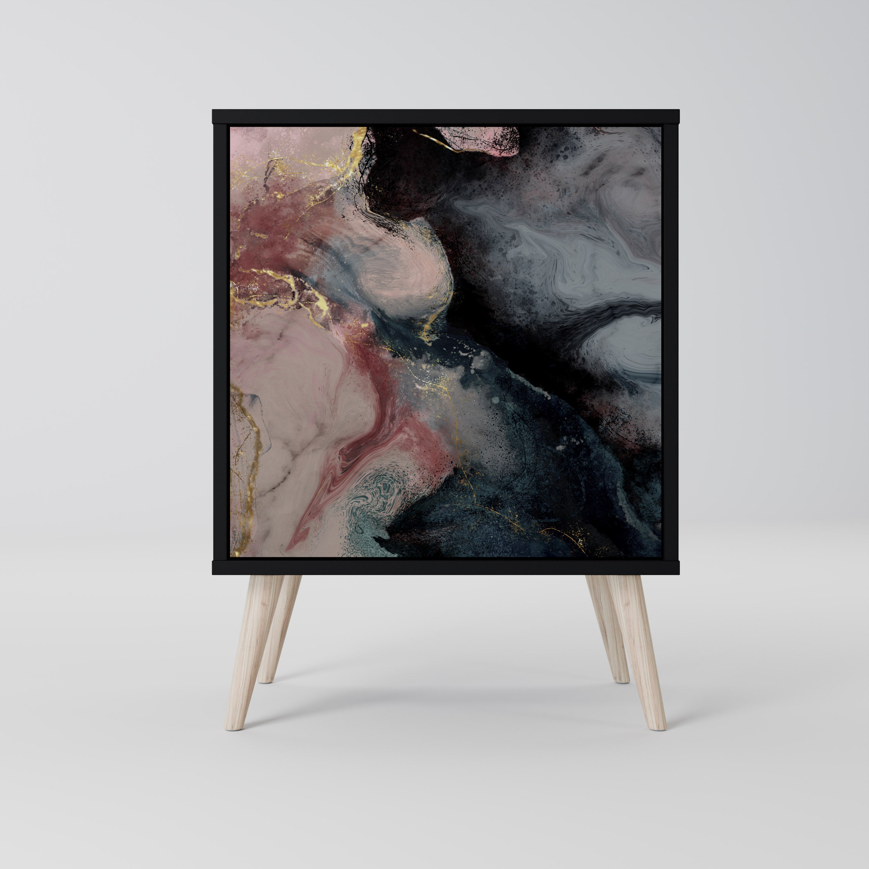 GILDED SWIRLS Komoda 1-drzwiowa korpus Czarny