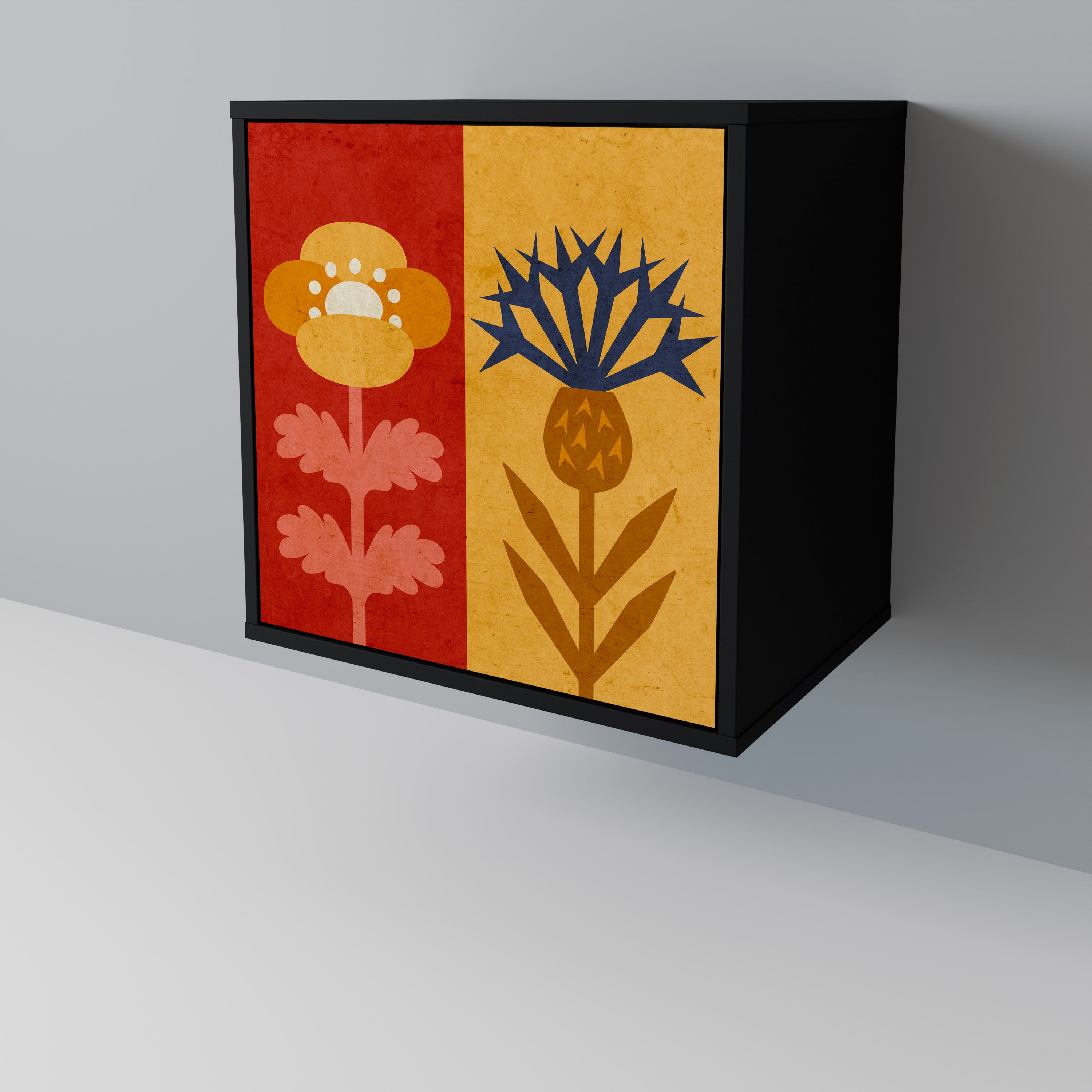 SCANDIC FLOWERET Komoda 1-drzwiowa korpus Czarny