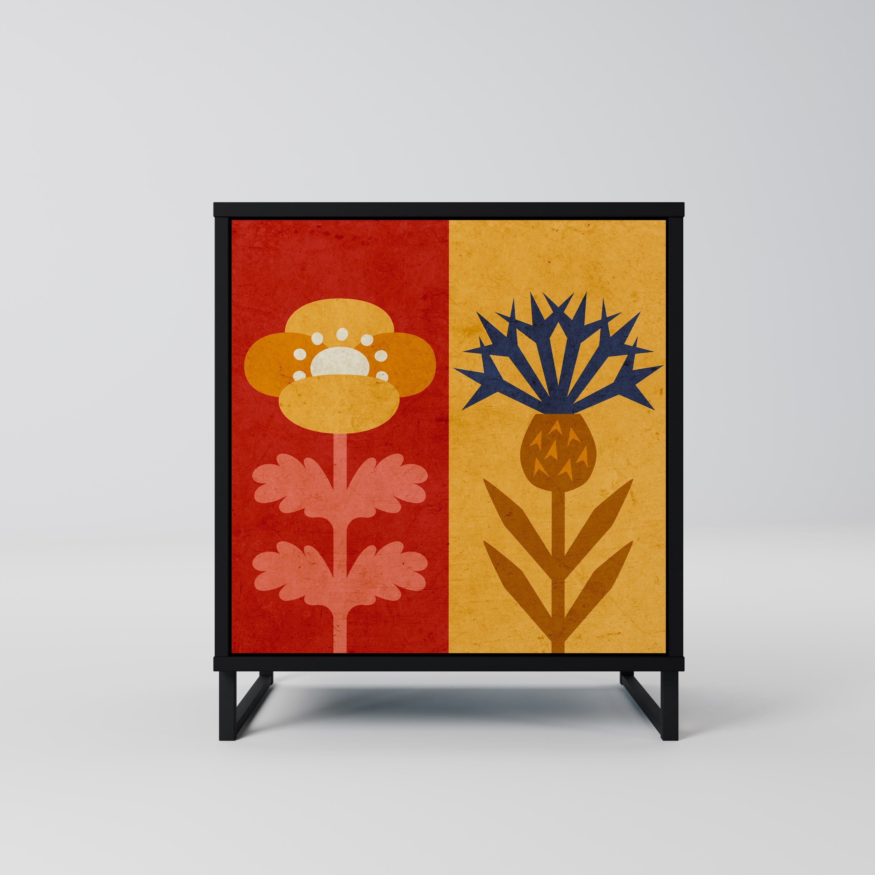 SCANDIC FLOWERET Komoda 1-drzwiowa korpus Czarny