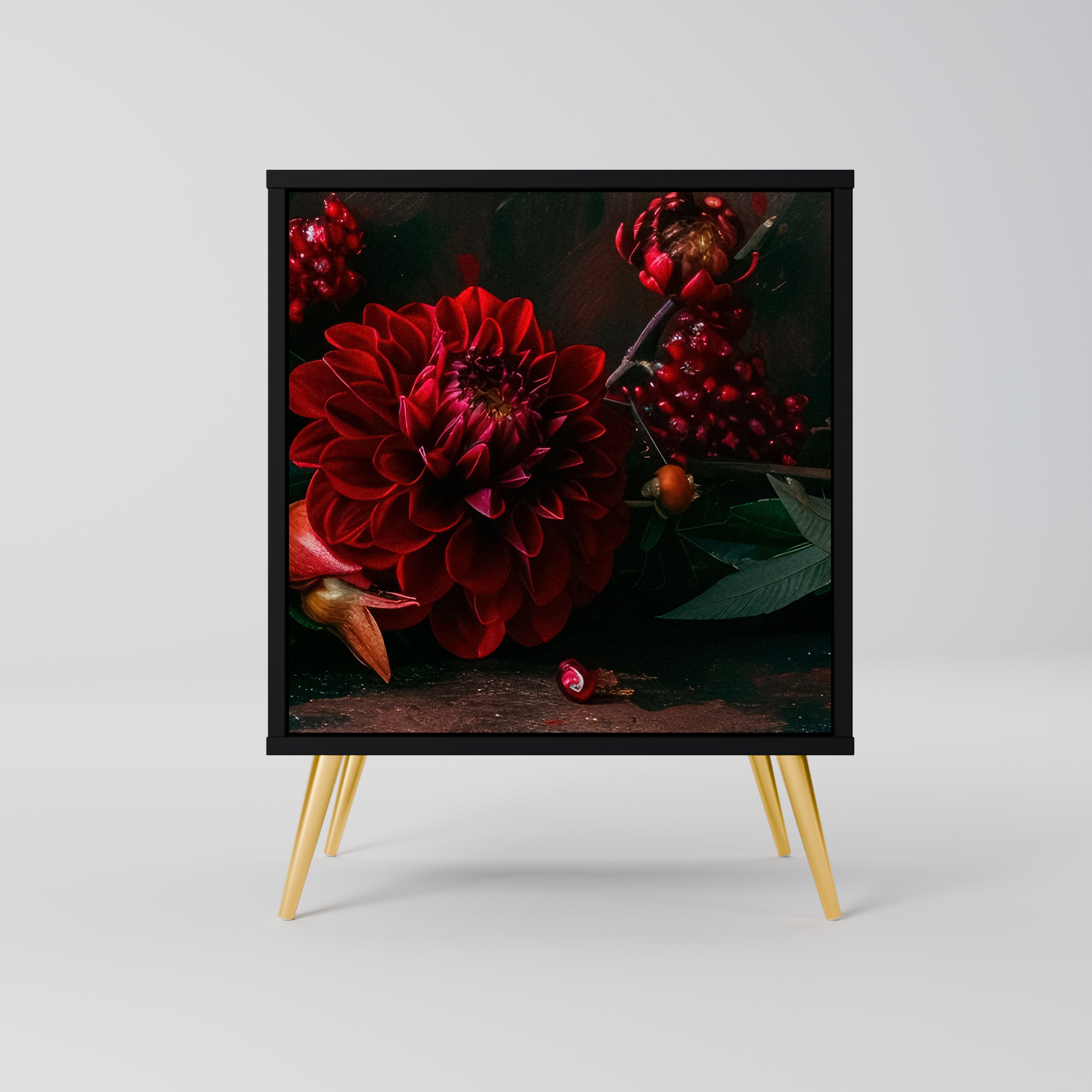 DAHLIAS AND POMEGRANATES Komoda 1-drzwiowa korpus Czarny