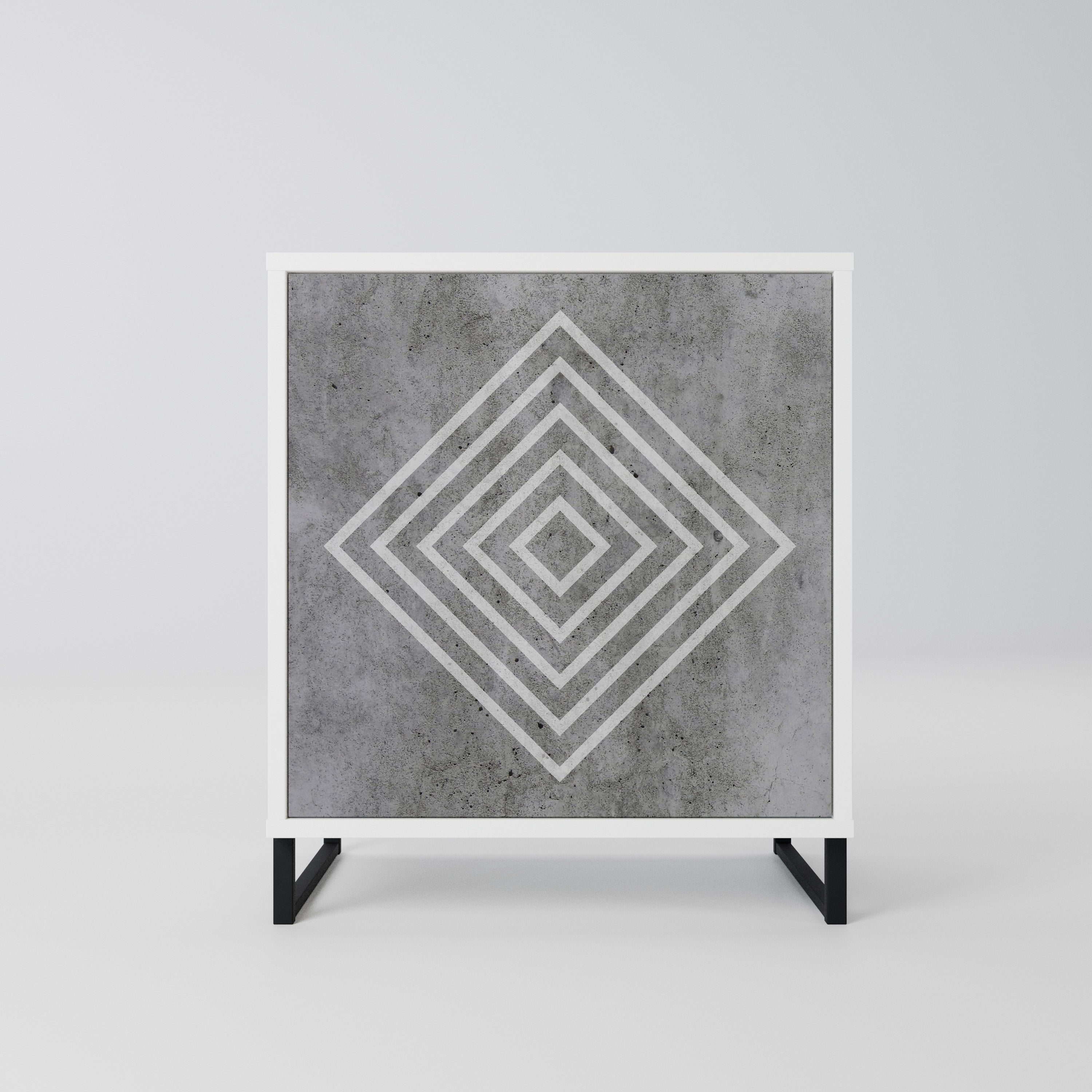 POLYGONAL ARTISTRY Komoda 1-drzwiowa korpus Biały