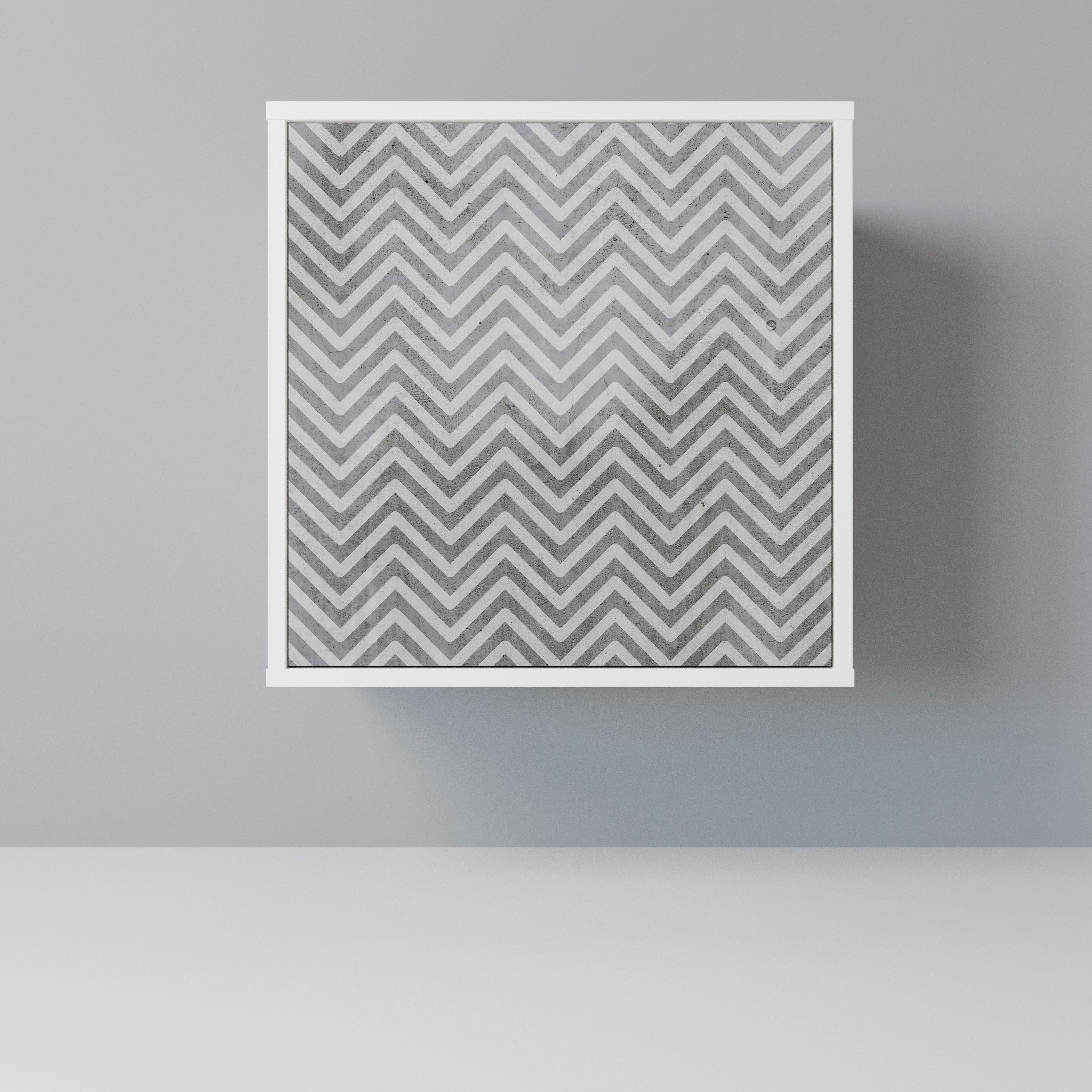 CONCRETE ZIG ZAG Komoda 1-drzwiowa korpus Biały