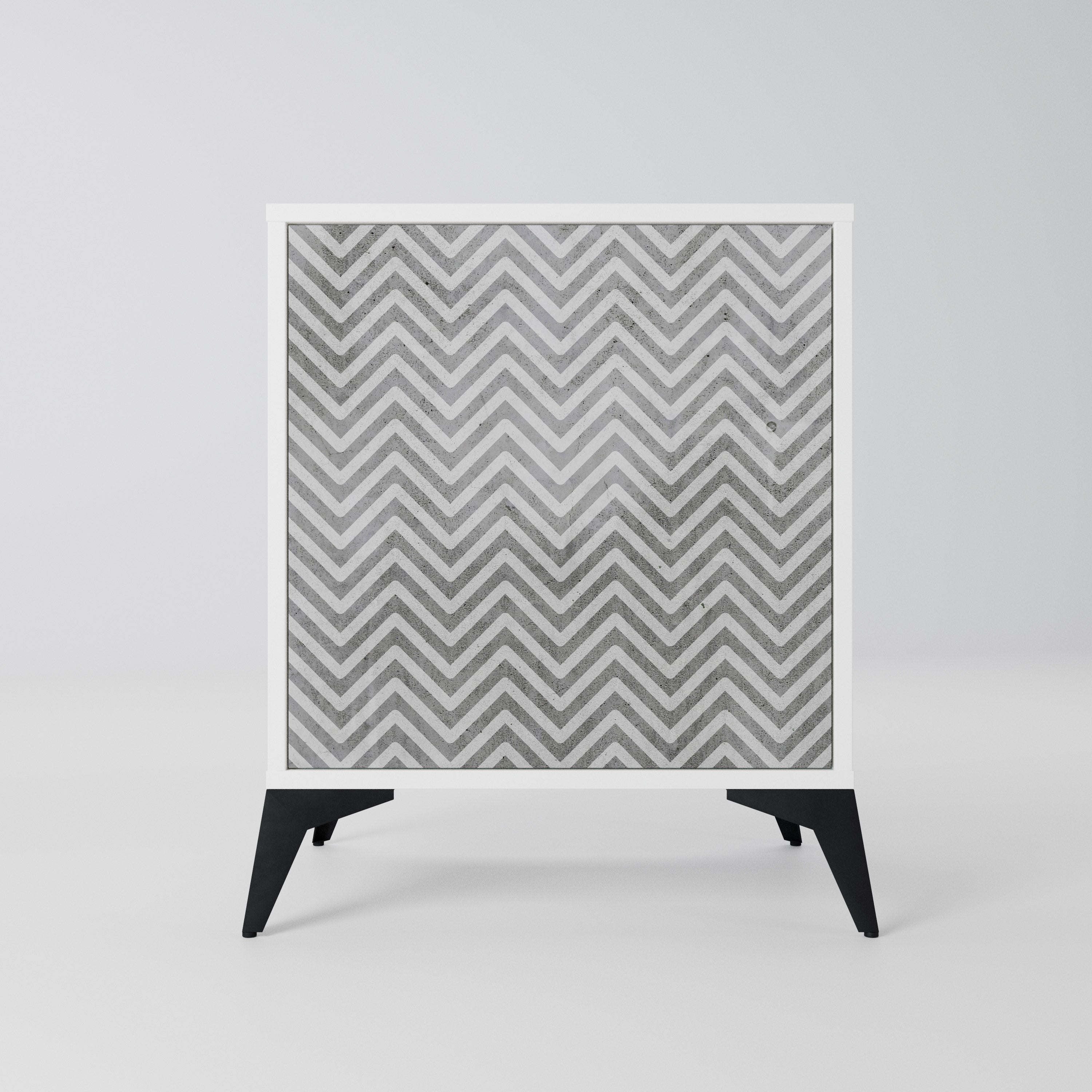 CONCRETE ZIG ZAG Komoda 1-drzwiowa korpus Biały