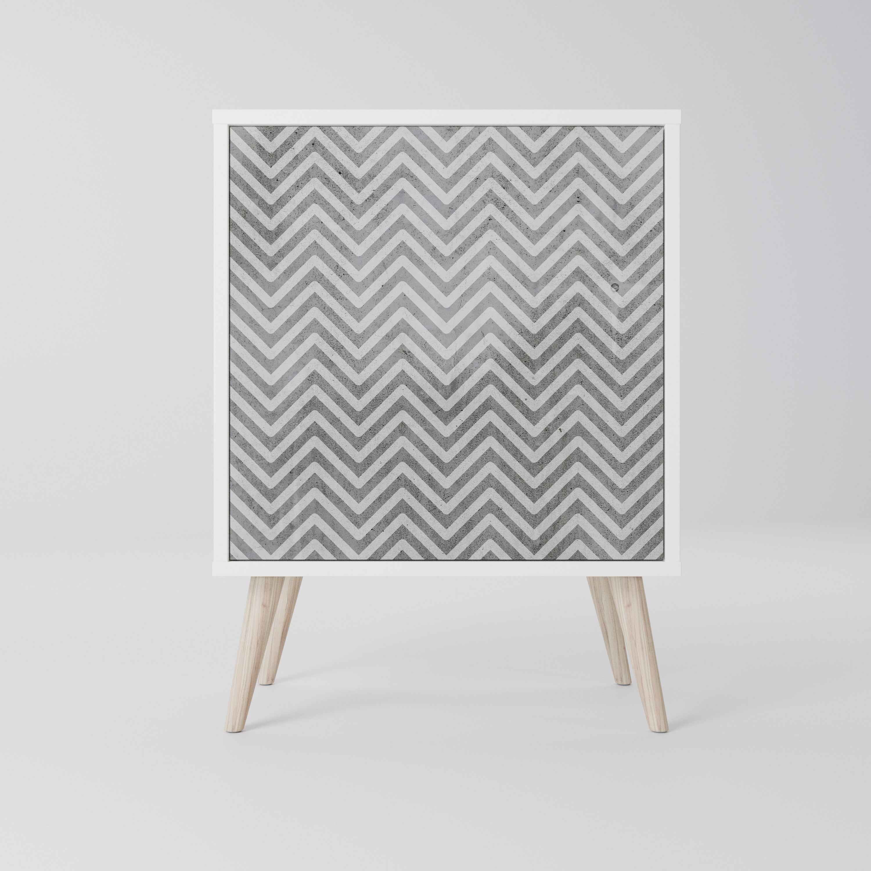 CONCRETE ZIG ZAG Komoda 1-drzwiowa korpus Biały
