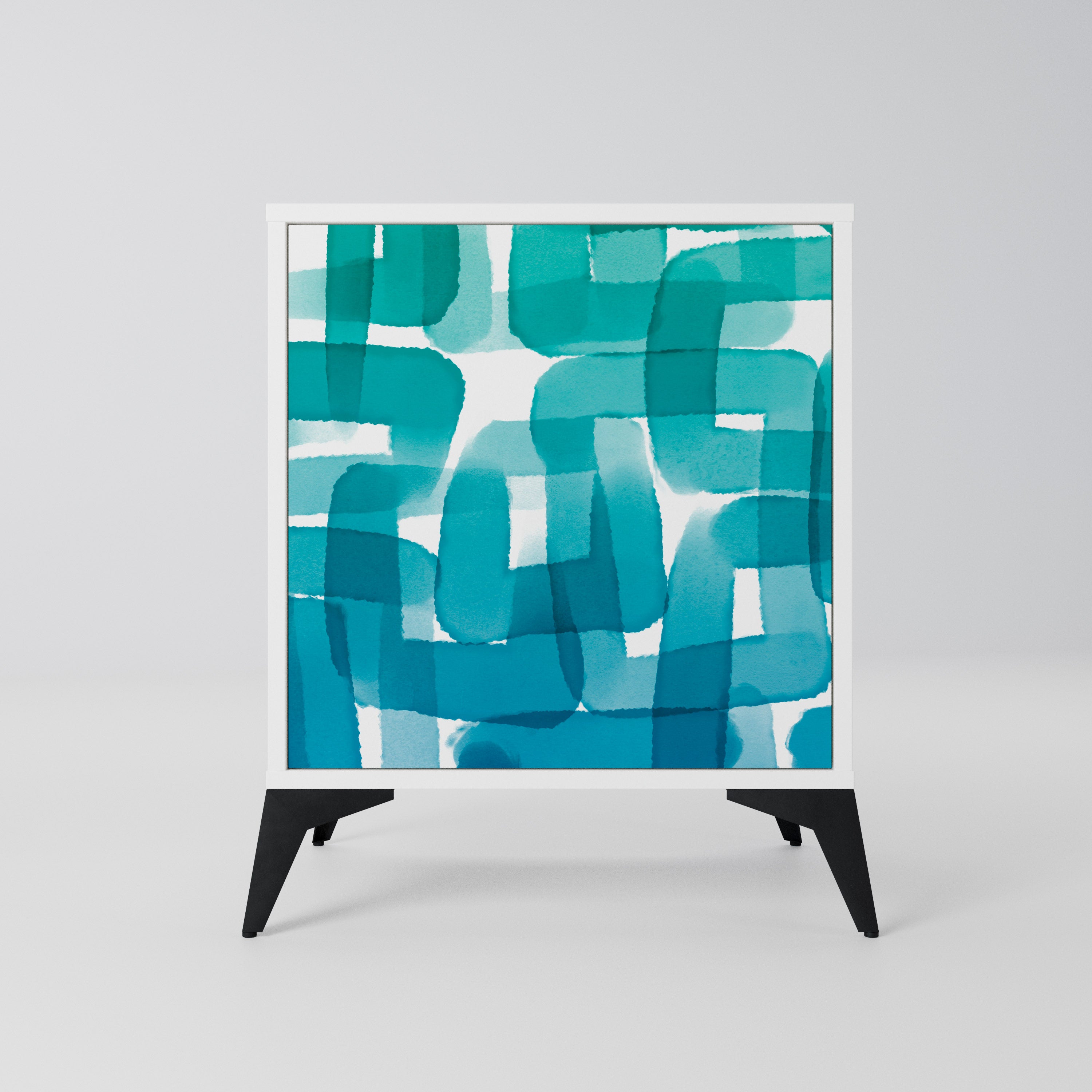 TURQUOISE RECTANGLES Komoda 1-drzwiowa korpus Biały