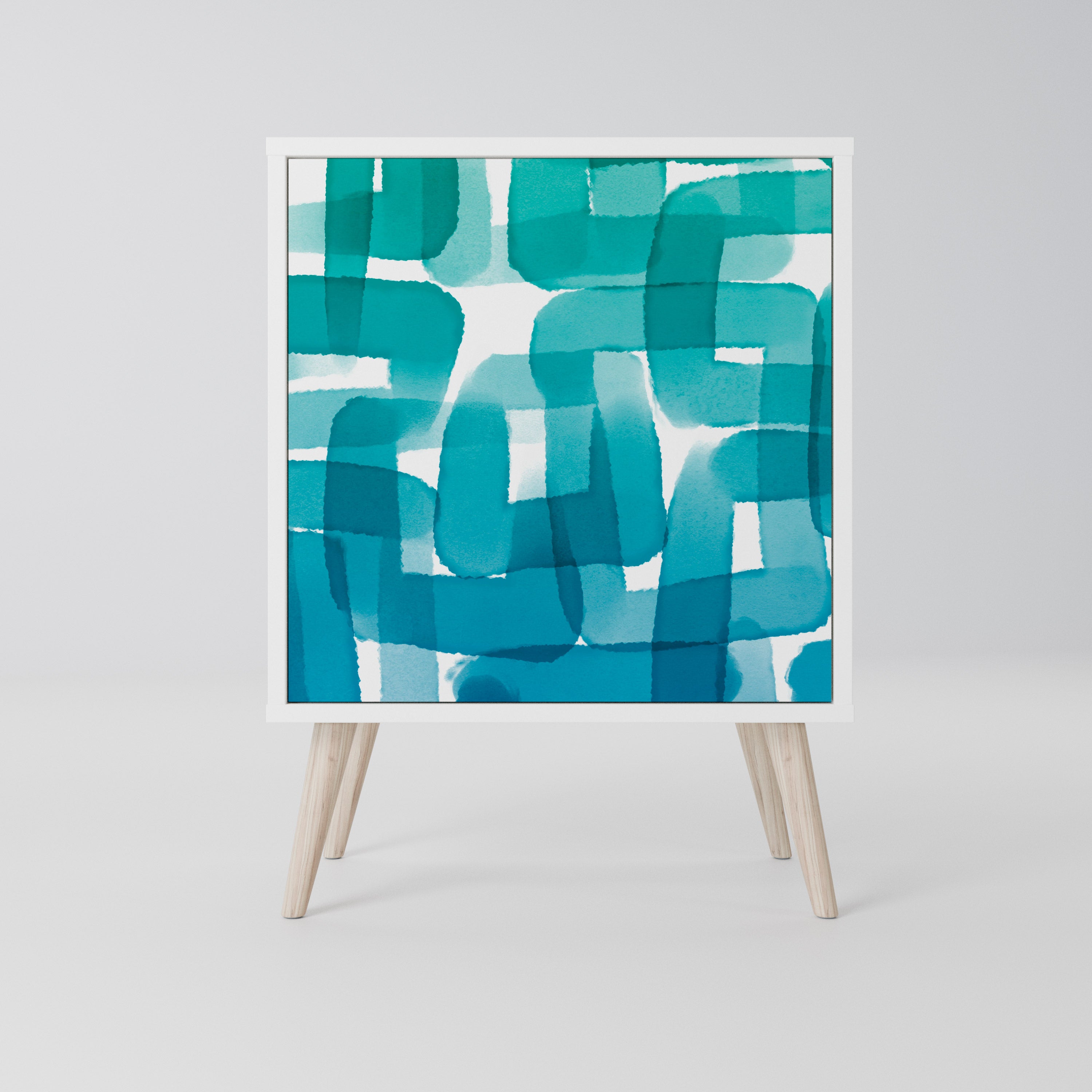 TURQUOISE RECTANGLES Komoda 1-drzwiowa korpus Biały