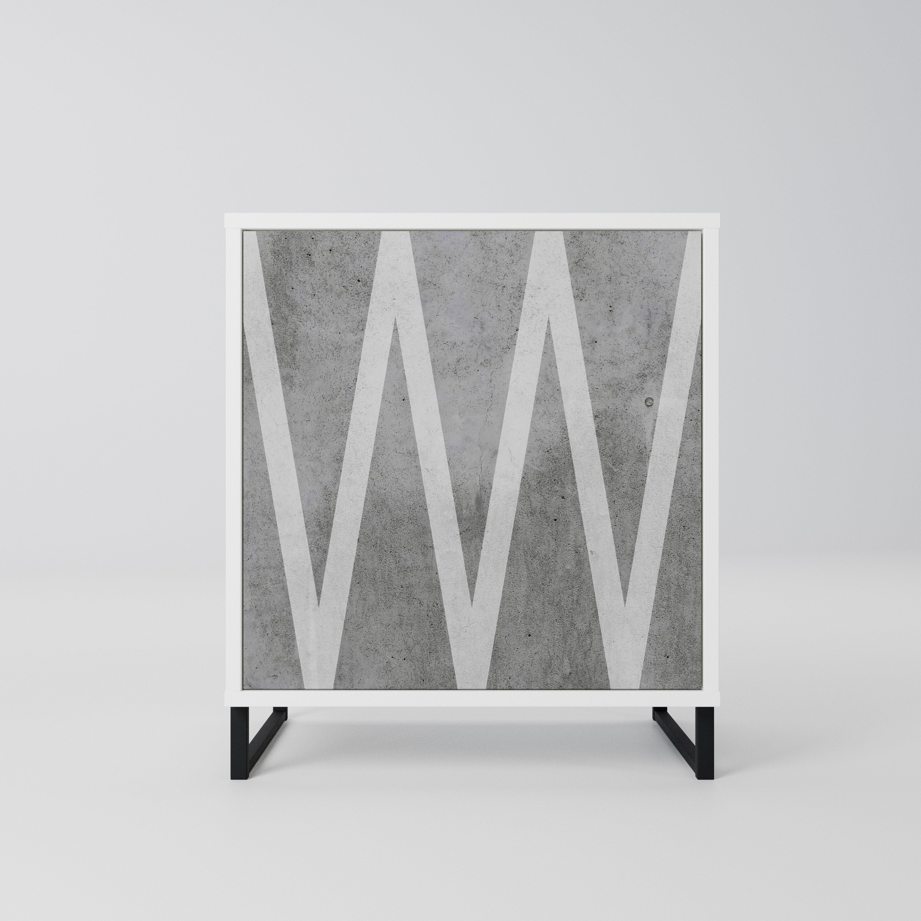SOLID ZIG ZAG Komoda 1-drzwiowa korpus Biały