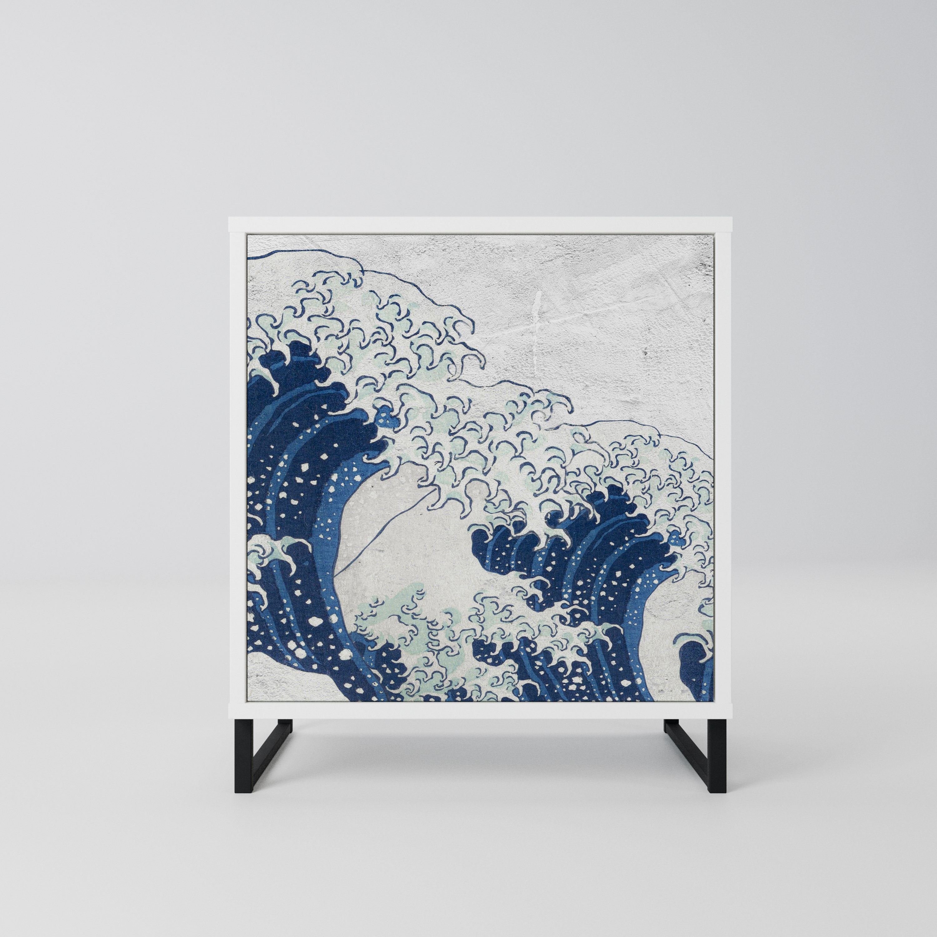 THE GREAT WAVE AT KANAGAWA Komoda 1-drzwiowa korpus Biały