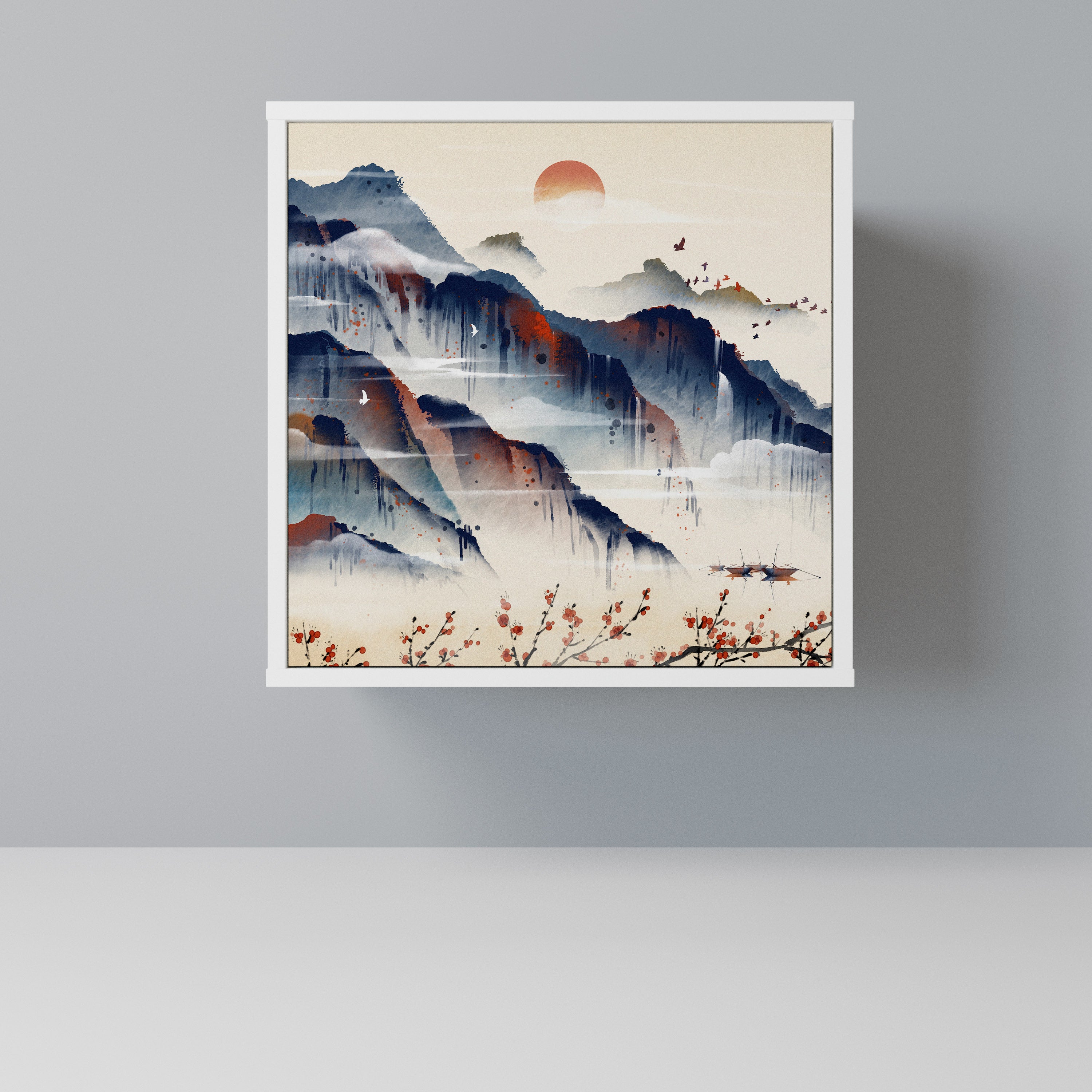 JAPANESE LANDSCAPE Komoda 1-drzwiowa korpus Biały