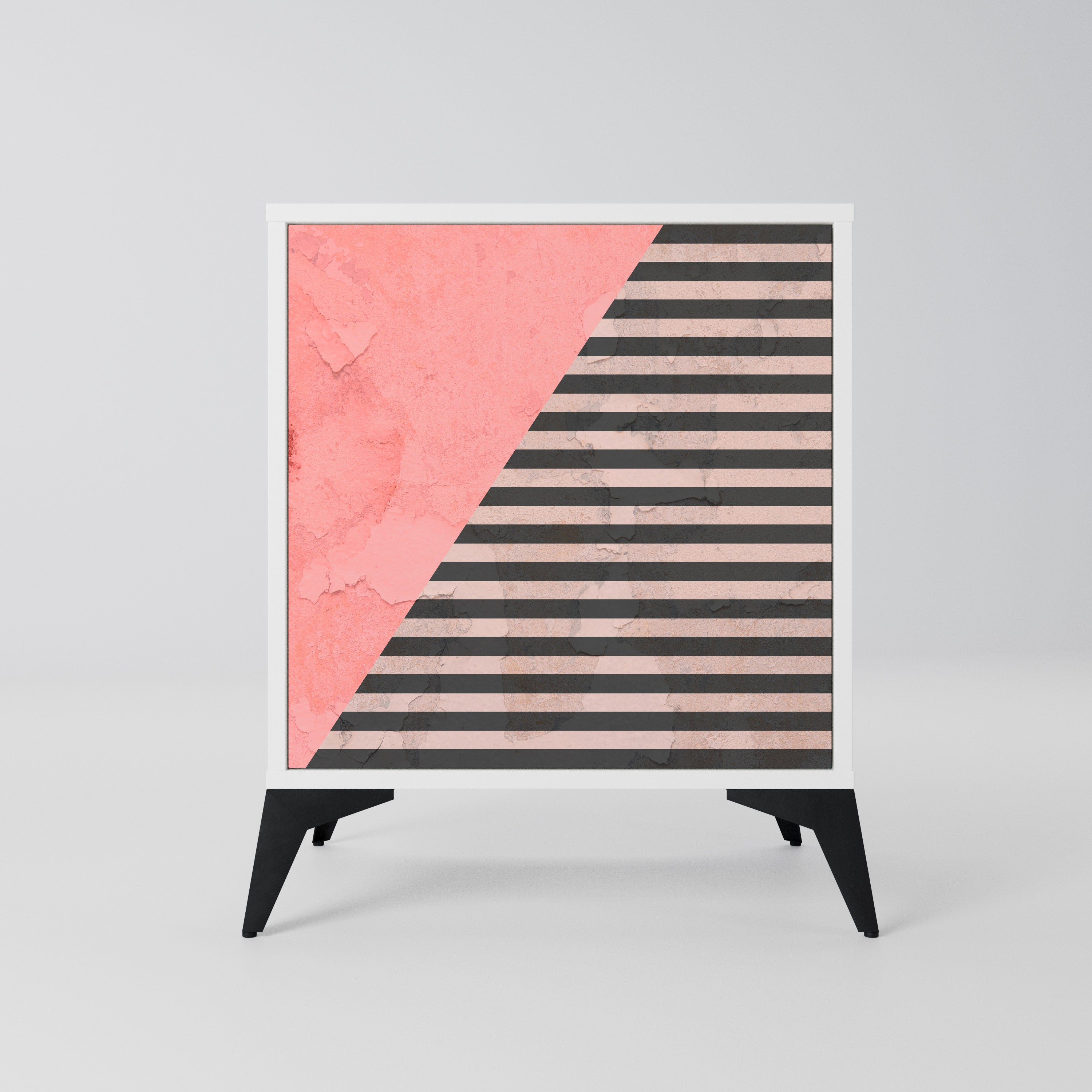 GLAMOROUS STRIPE Komoda 1-drzwiowa korpus Biały