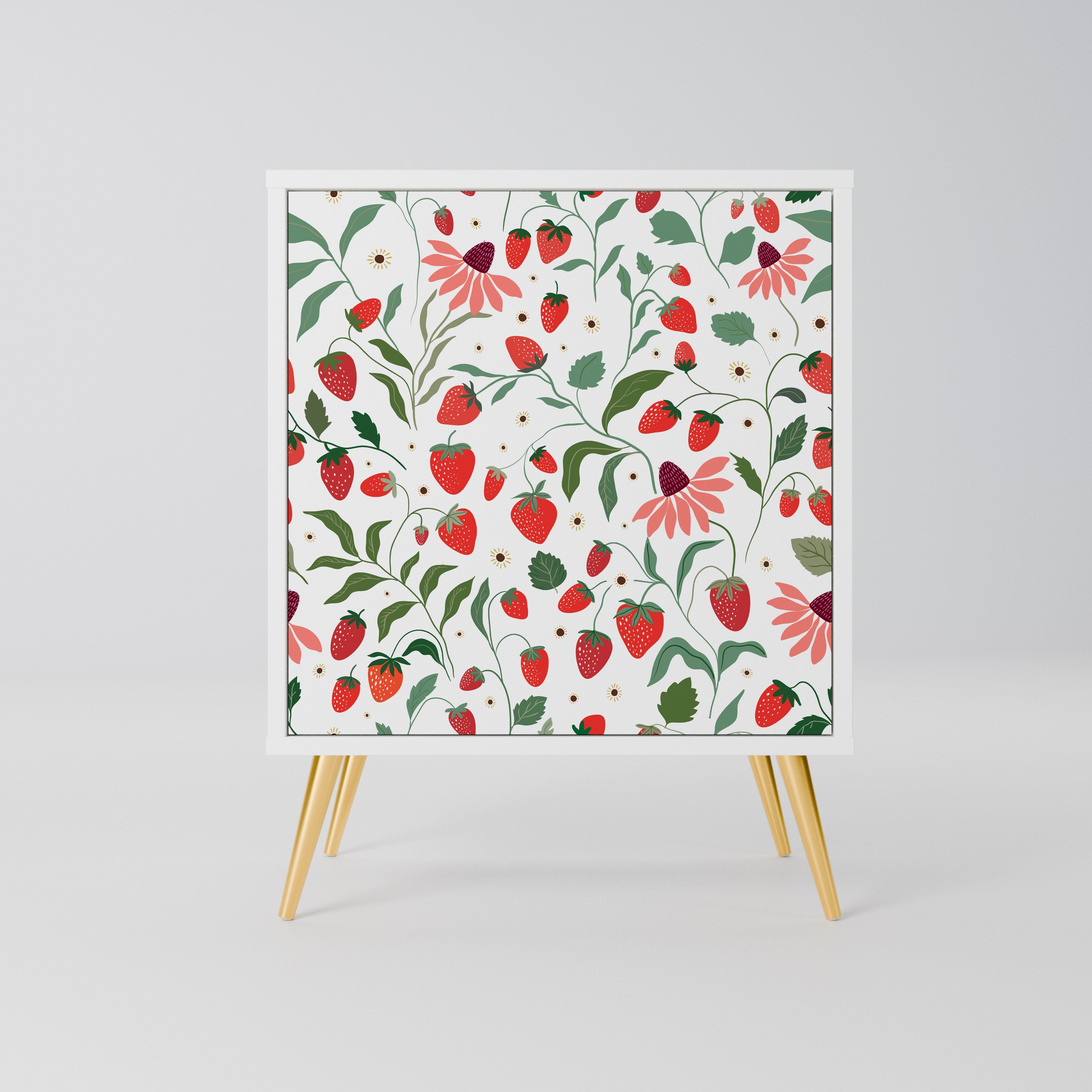 FLOWERS AND STRAWBERRIES Komoda 1-drzwiowa korpus Biały