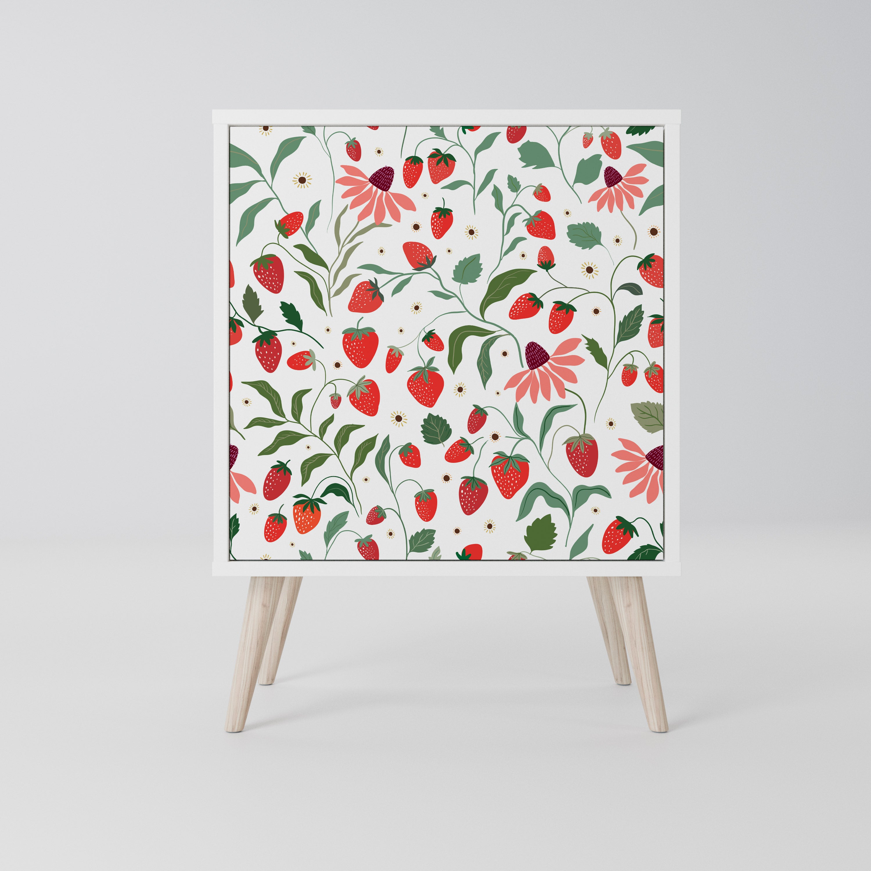 FLOWERS AND STRAWBERRIES Komoda 1-drzwiowa korpus Biały