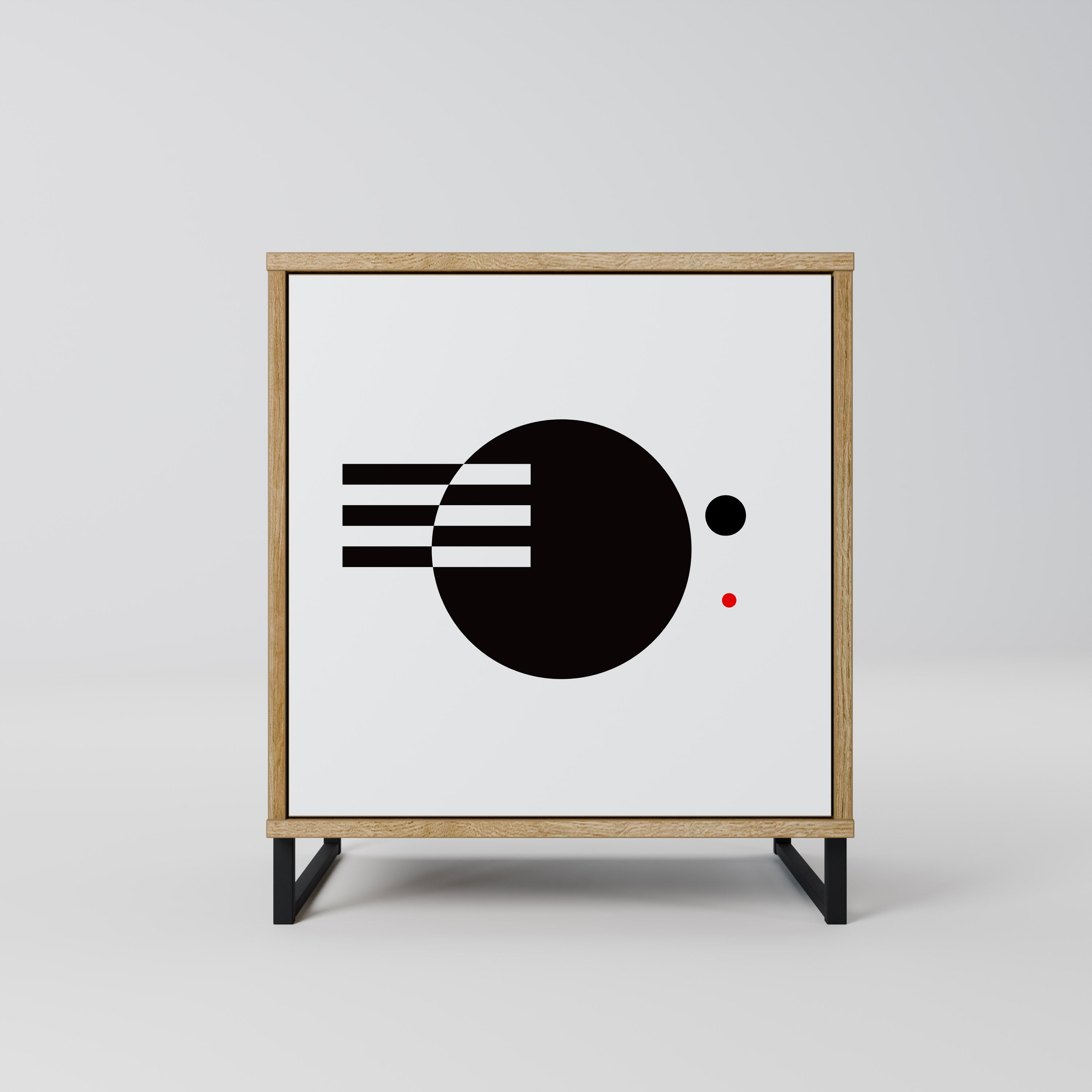 BLACK AND WHITE COMBINATION Komoda 1-drzwiowa korpus Dąb Riva