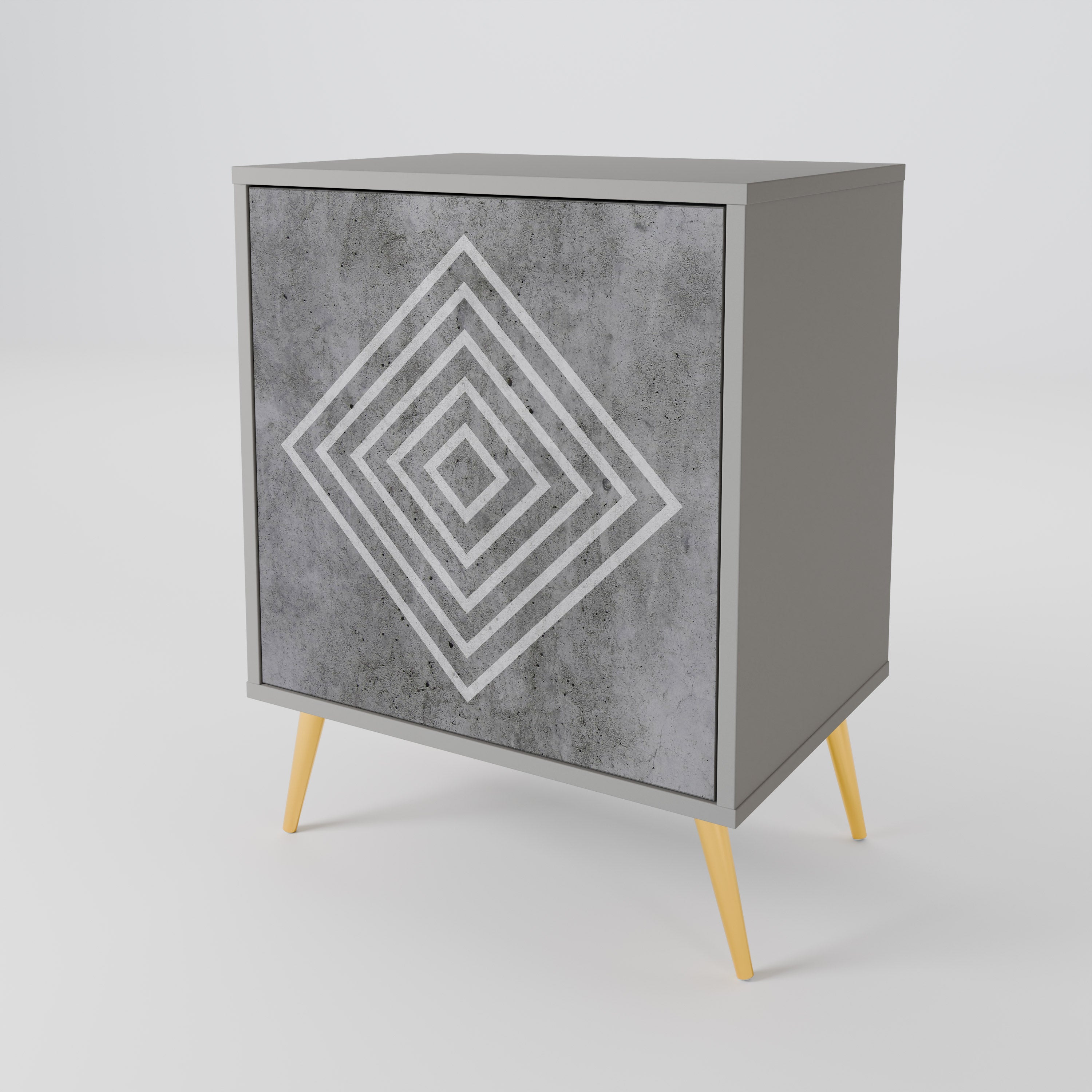 POLYGONAL ARTISTRY Komoda 1-drzwiowa korpus Szary