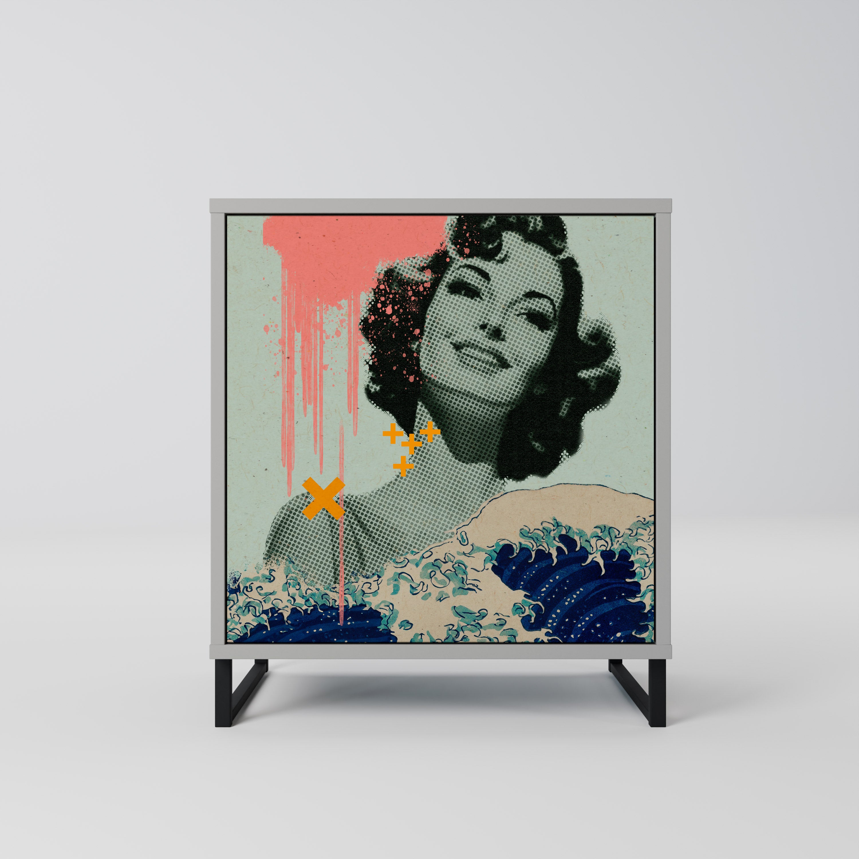 KANAGAWA BEAUTY Komoda 1-drzwiowa korpus Szary